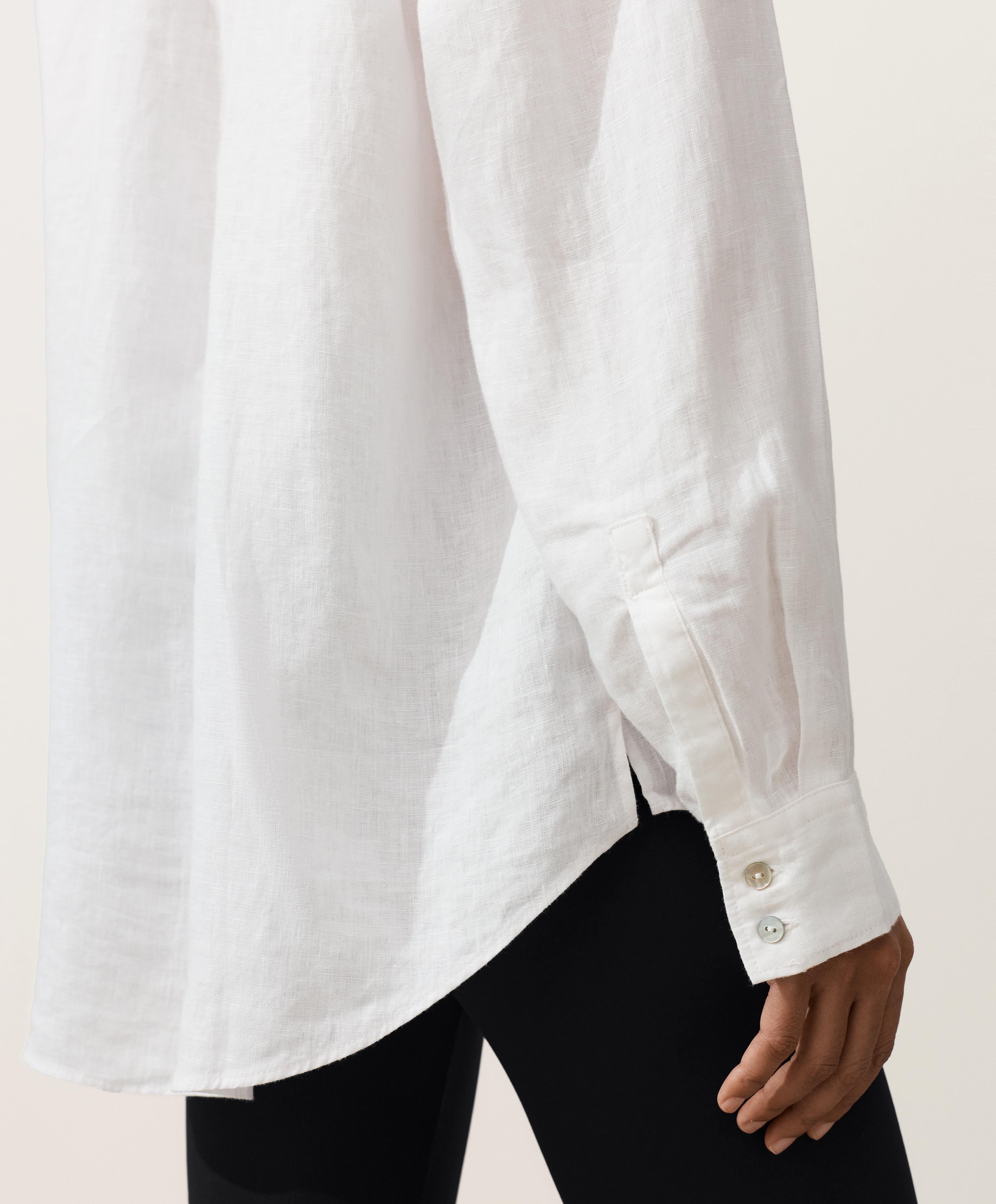 100% linen relaxed shirt — WHITE