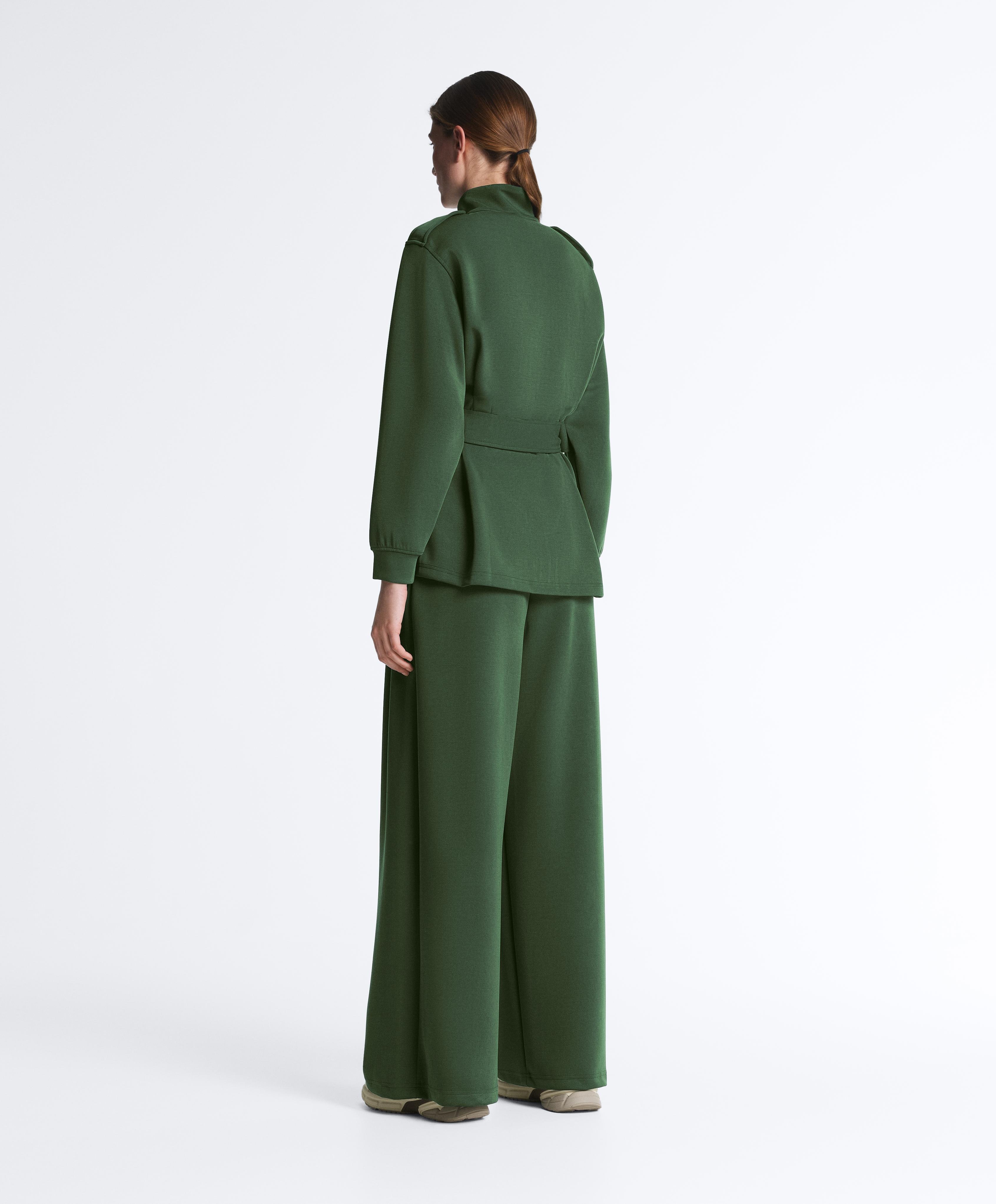 Long Utility jacket with twill belt — GREEN