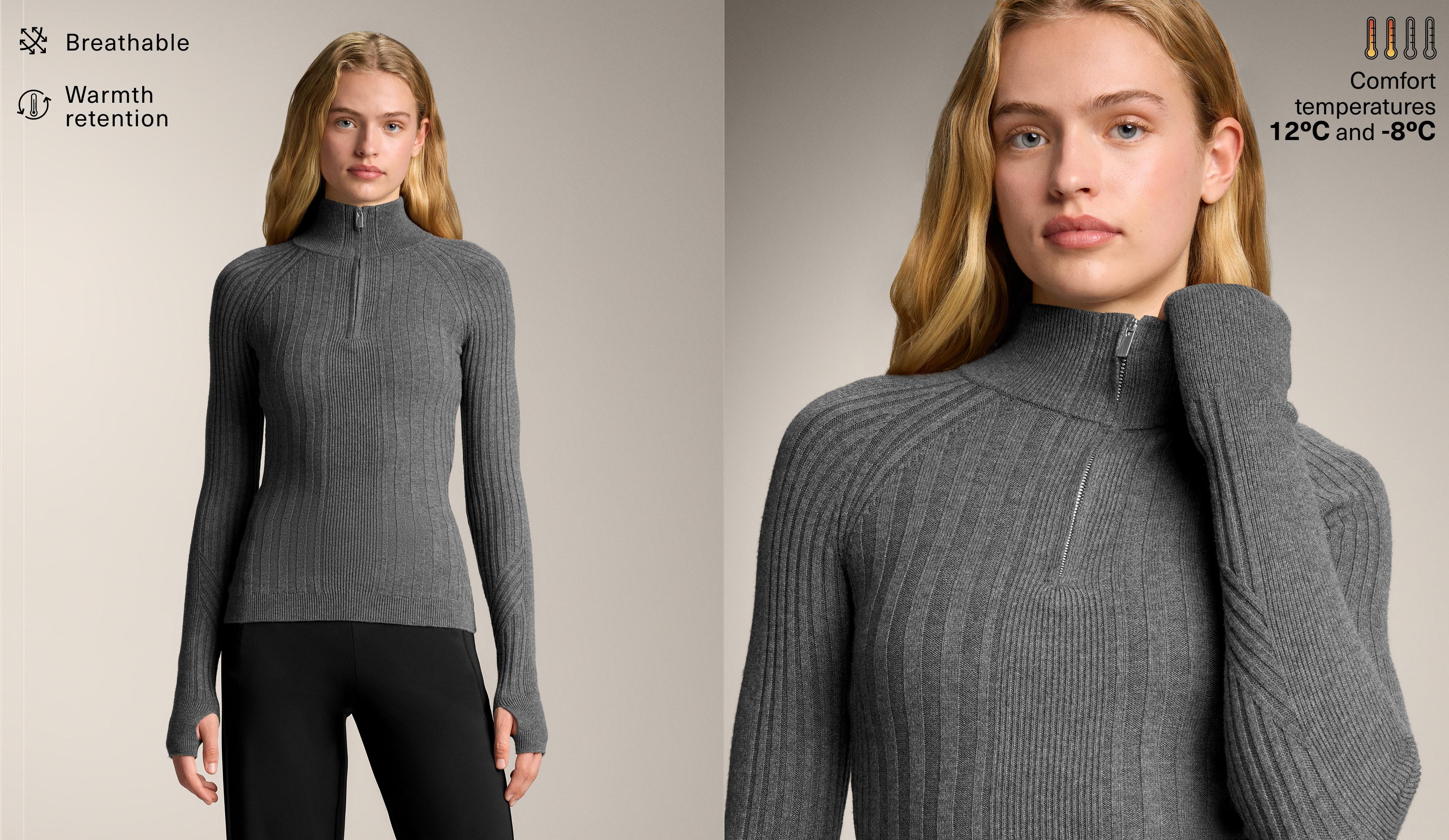 חולצת שכבת בסיס תרמית ארגונומית מבד ריב סרוג