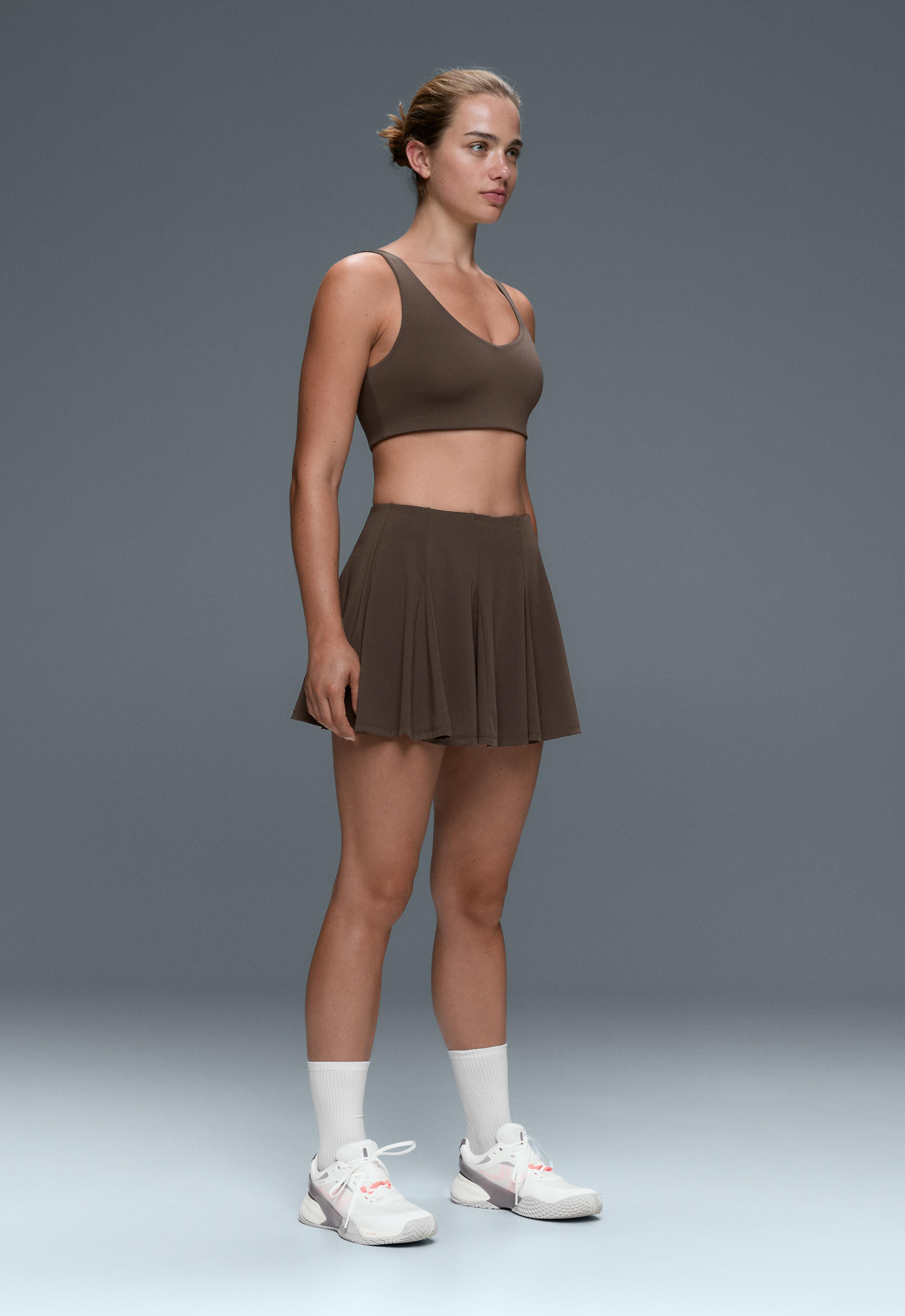 Light Touch godet short skirt — BROWN
