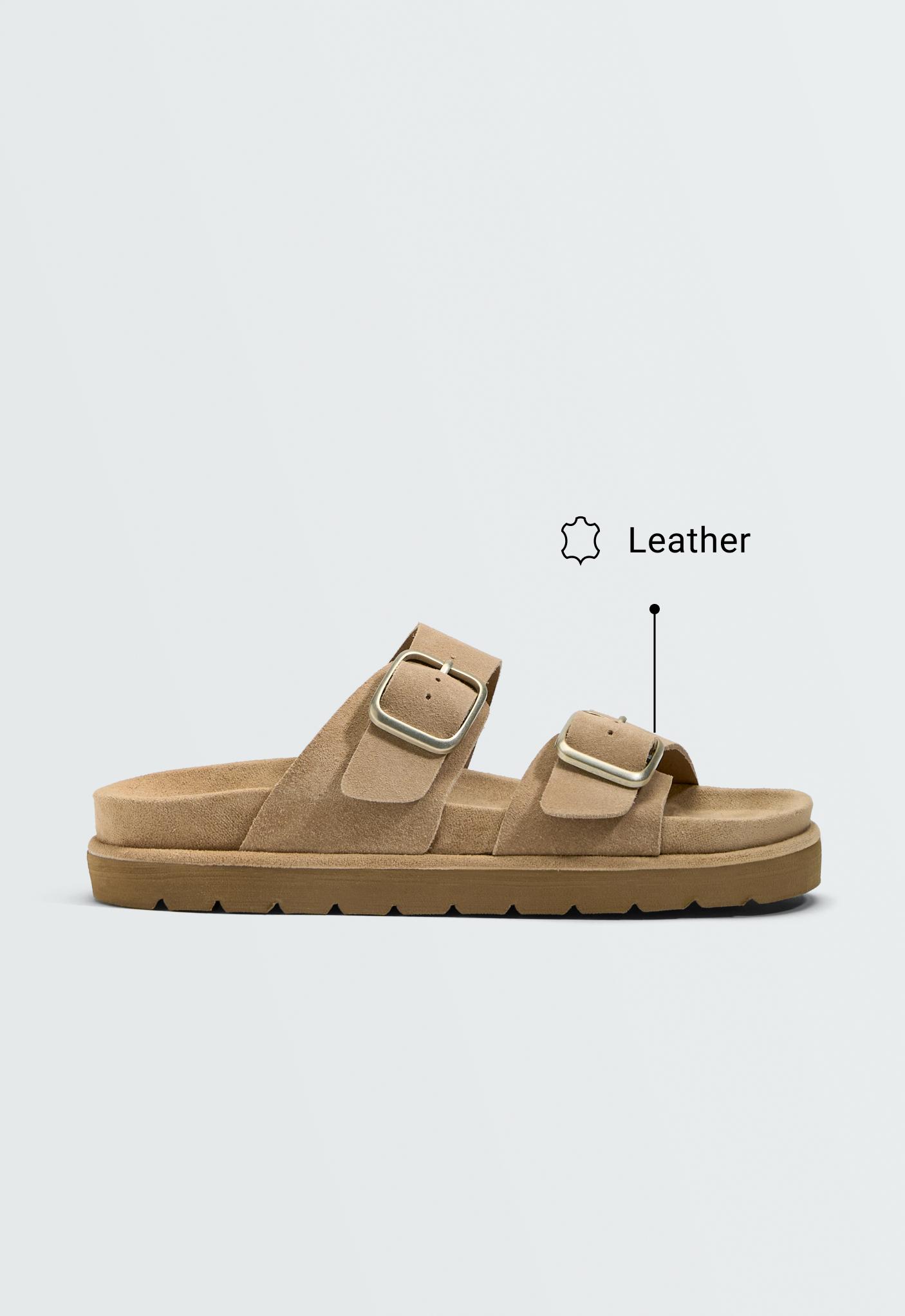 Buckle split-leather platform sandals Buckle split-leather platform sandals