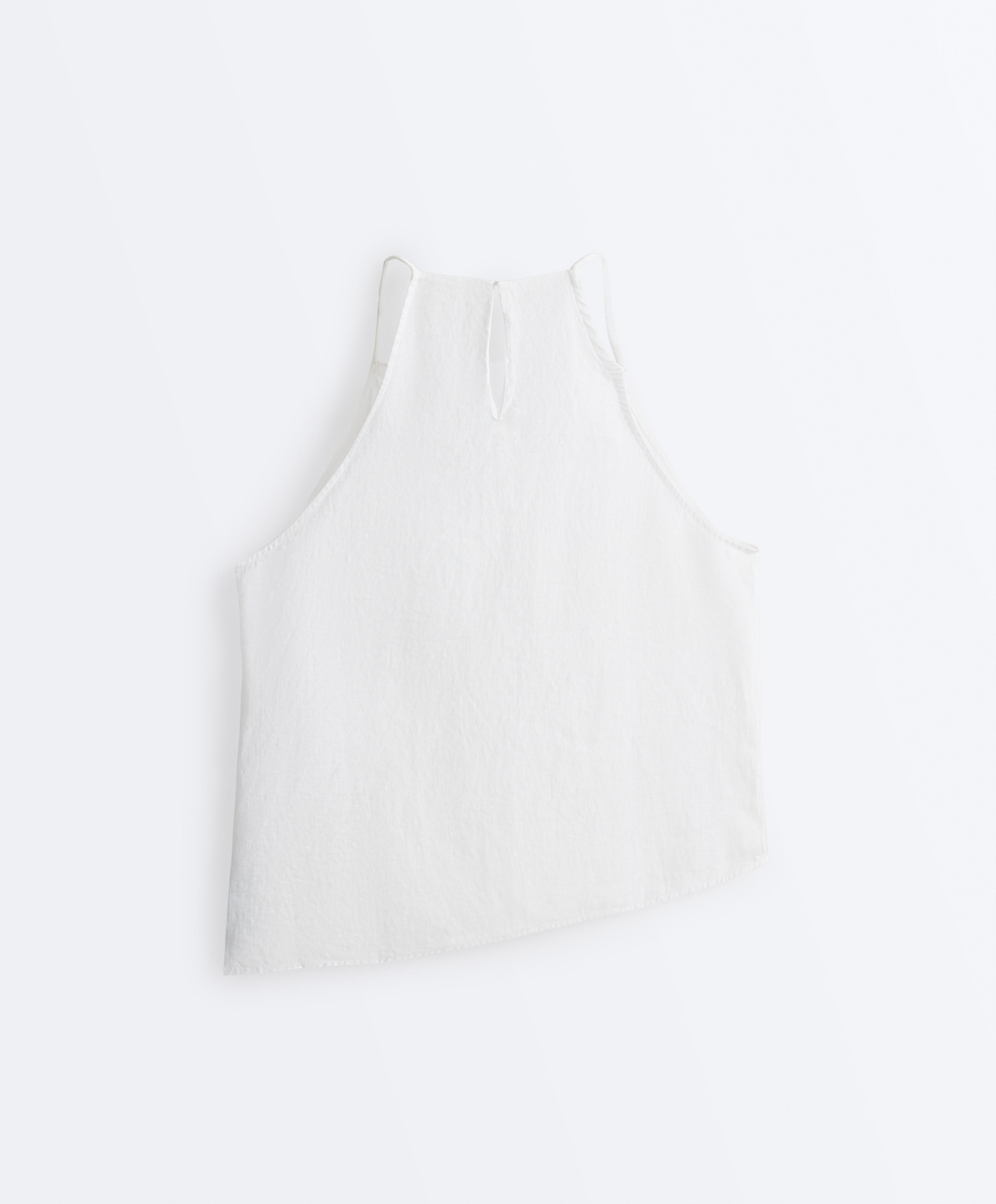 Asymmetric 100% linen sleeveless top — WHITE
