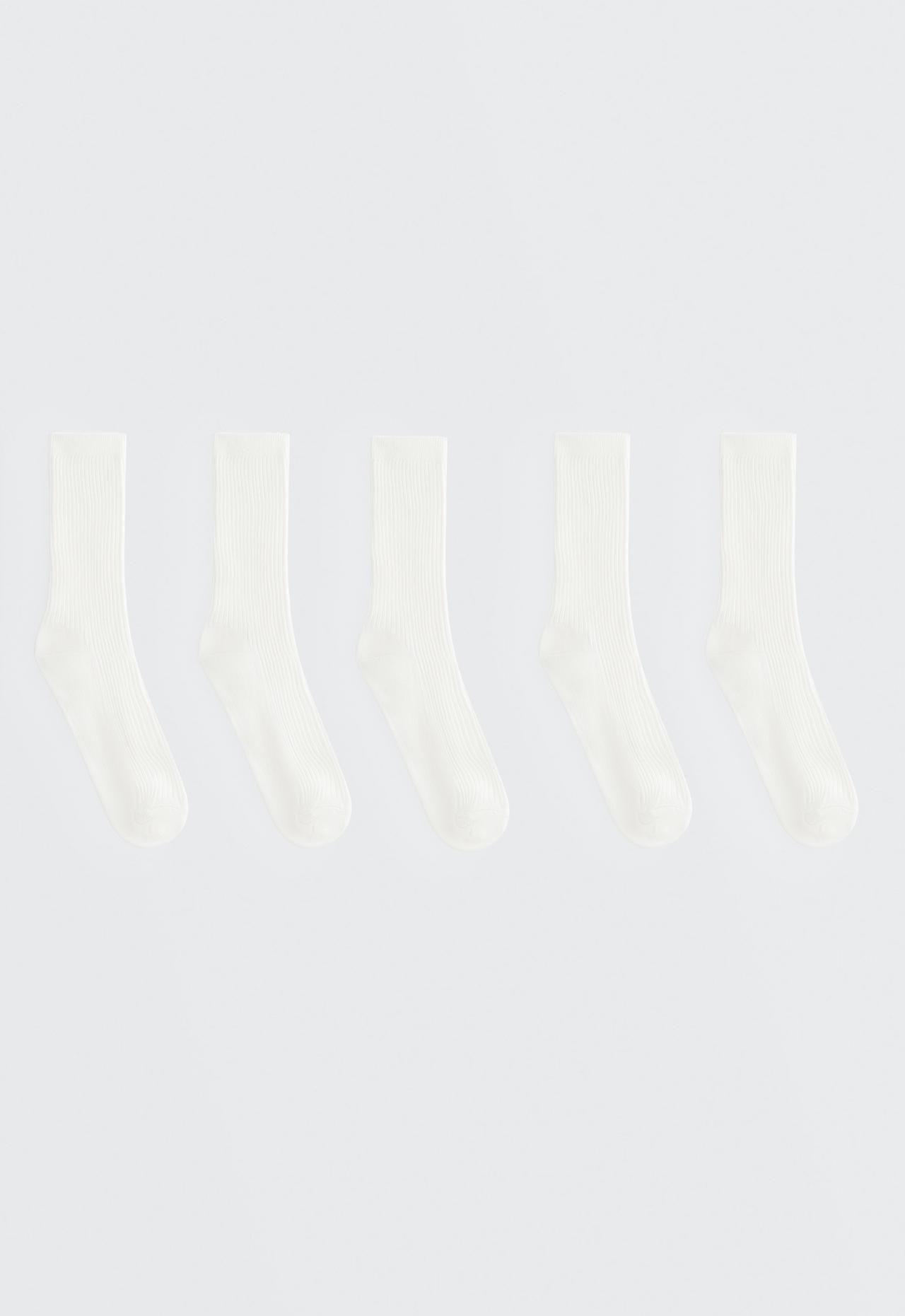 5 pairs of cotton blend classic socks — PALE ECRU