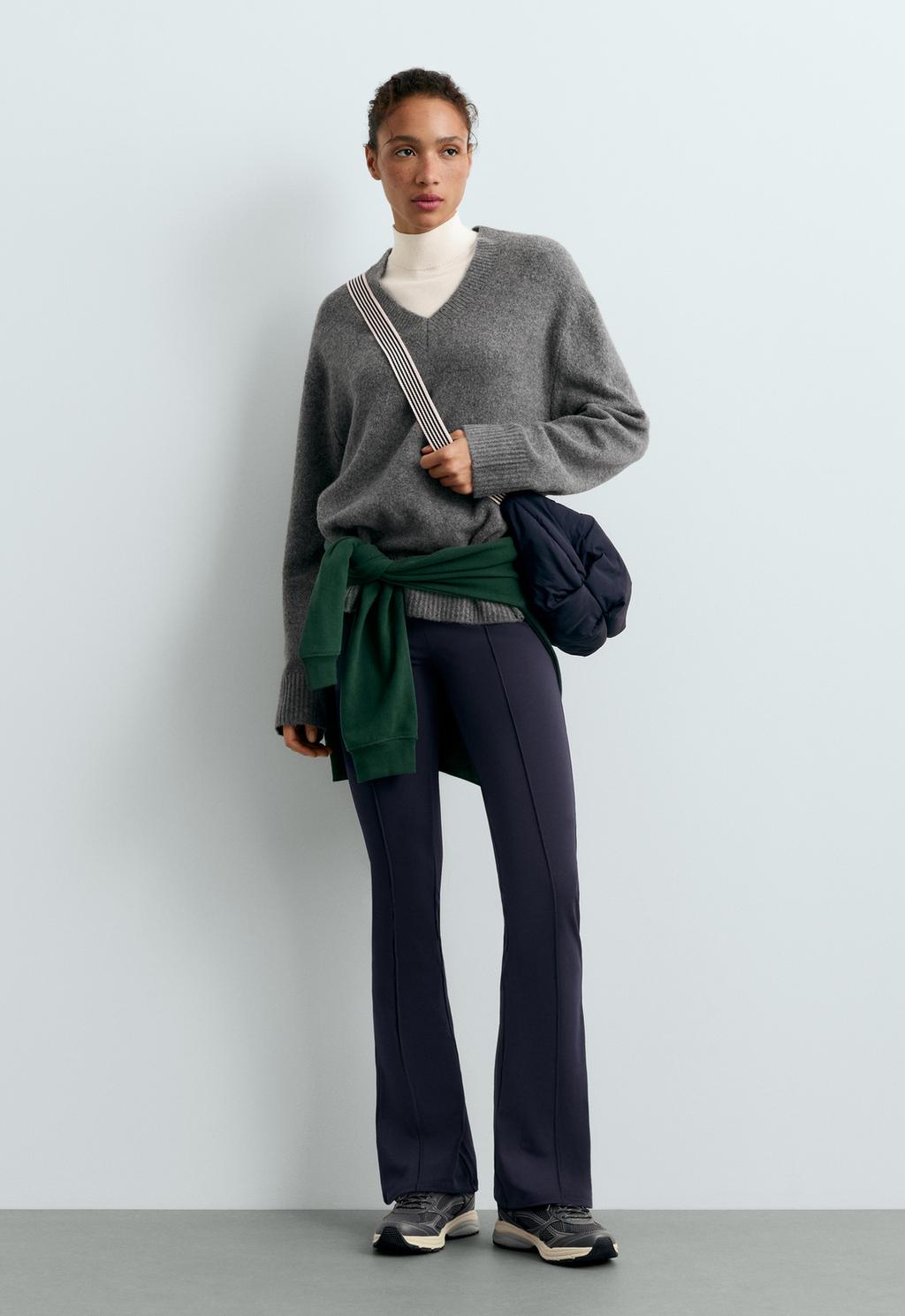 Oysho High rise warm flare trousers with crease