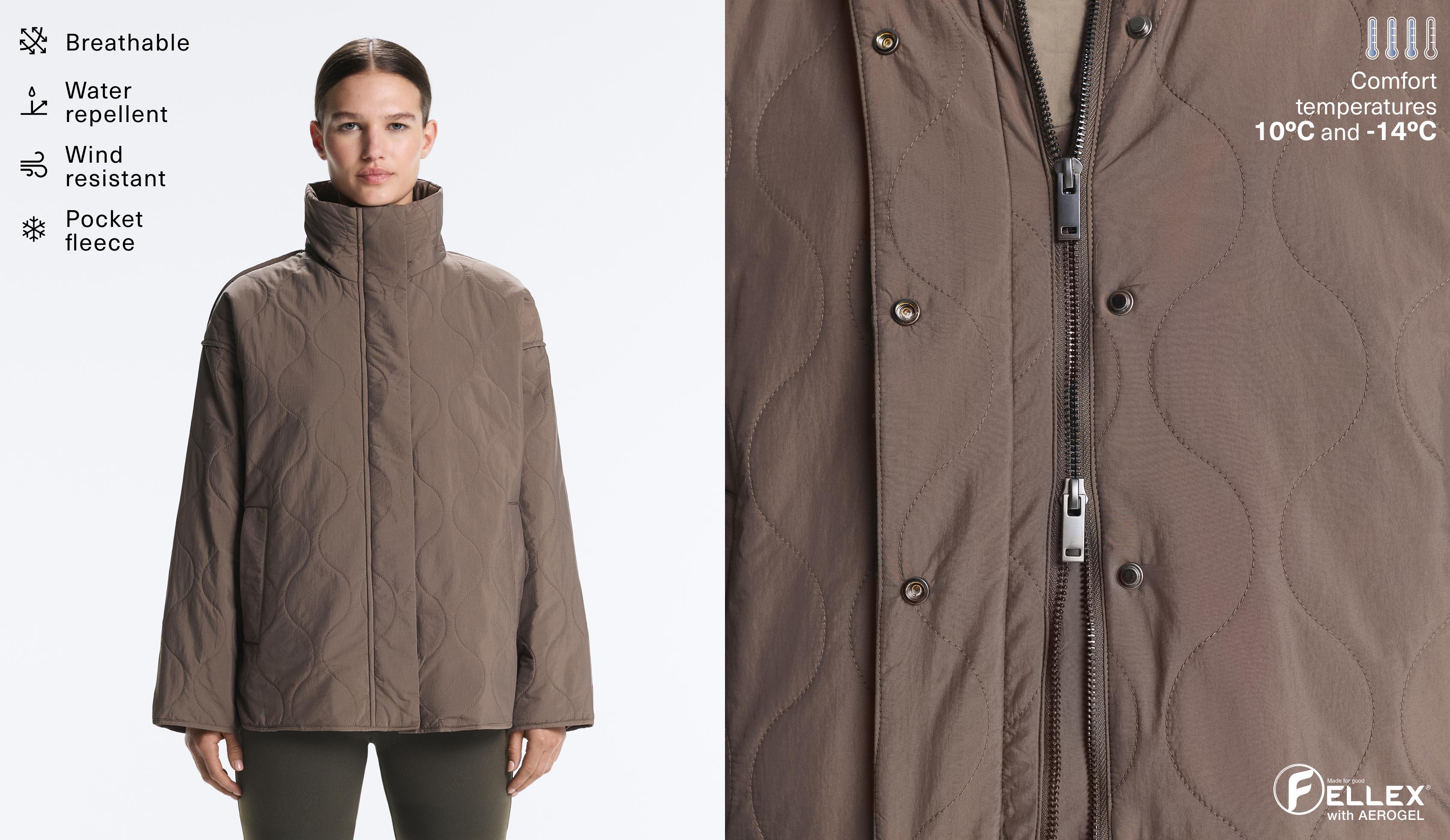 Water-repellent FELLEX® AEROGEL padded jacket — WASHED TAUPE-MAUVE