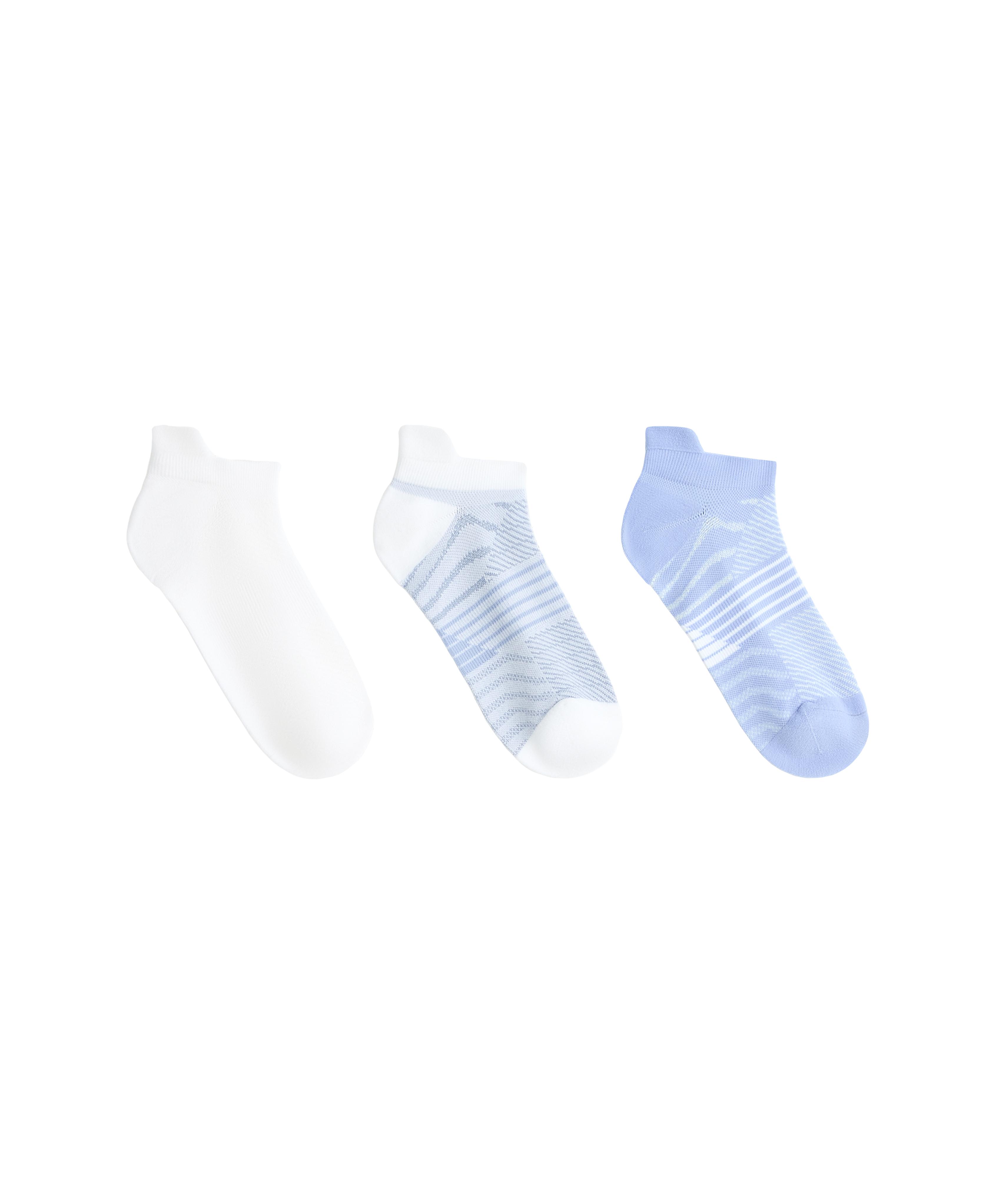 3 pairs of polyamide blend sports sneaker socks with heel tab — WASHED INDIGO