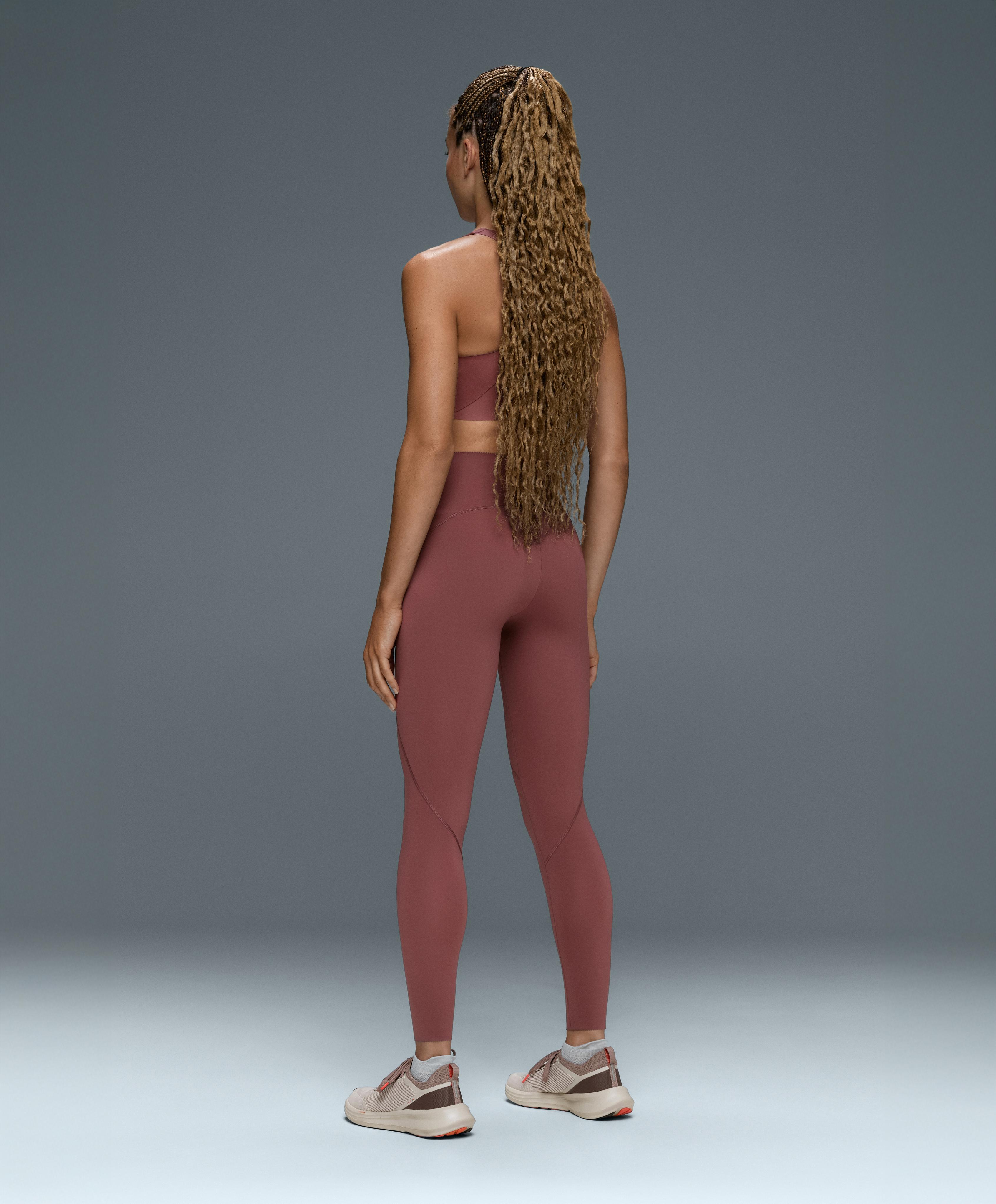 Basic compressive high-waisted ankle-length leggings — FADED BURGUNDY