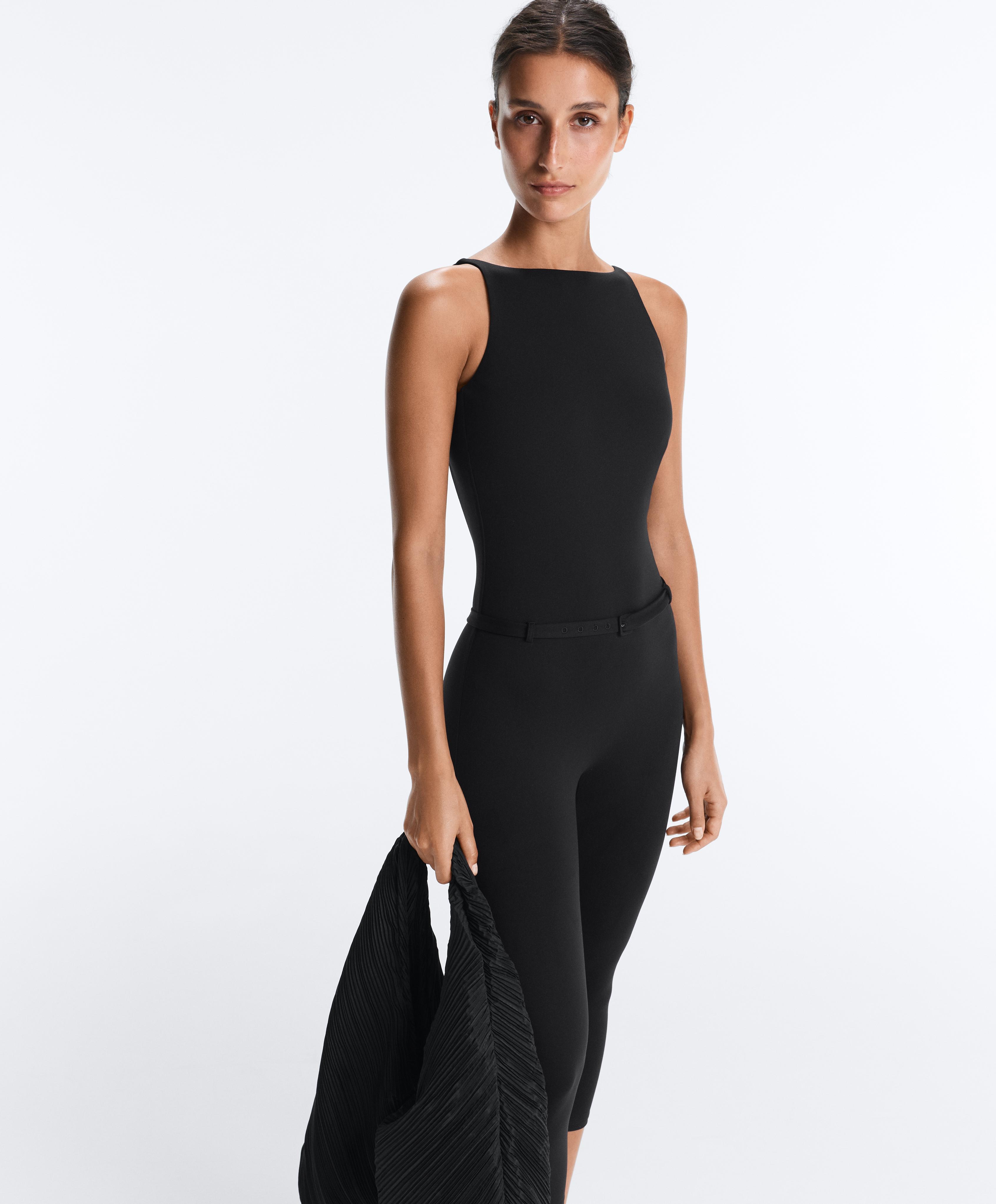 Comfortlux capri jumpsuit with belt — BLACK