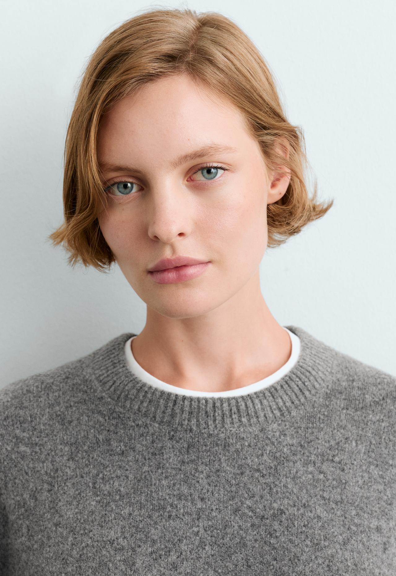 Knit round-neck jumper — MOTTLED GREY MELANGE