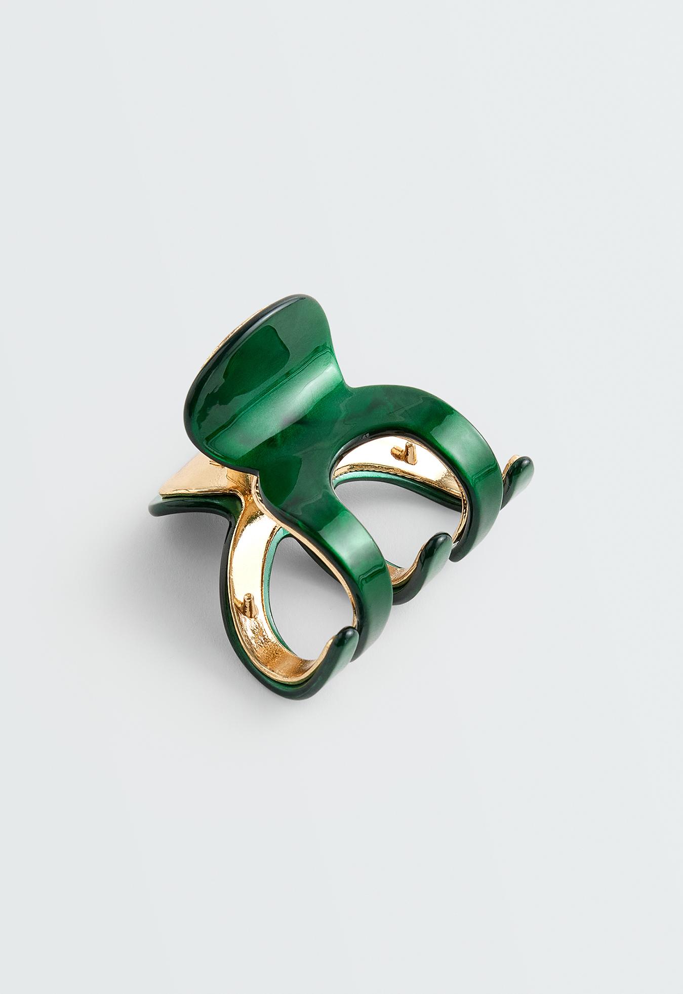 Medium metallic hair clip — DARK EMERALD