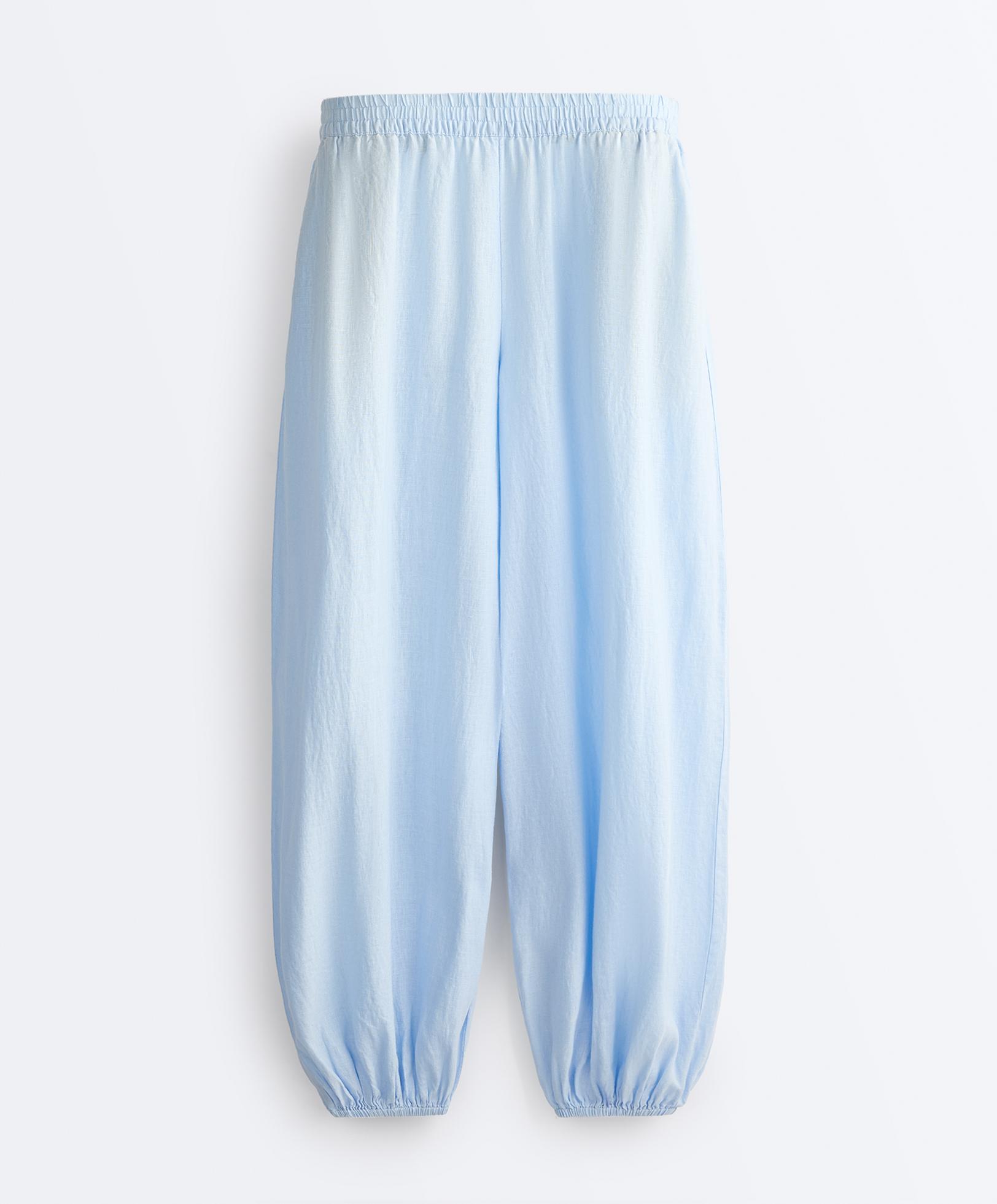 100% linen bloomer trousers — SKY BLUE