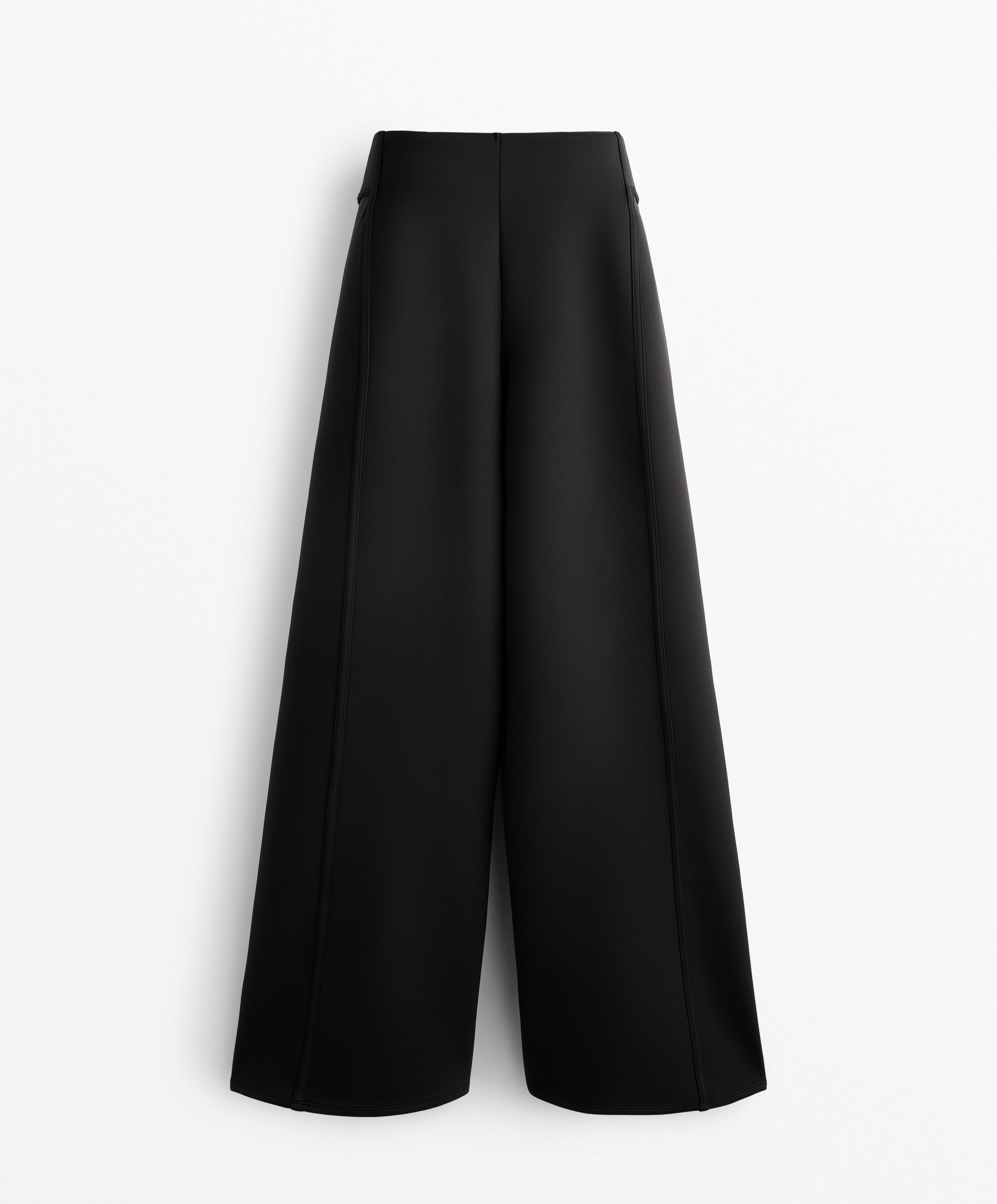 Brushed neoprene-effect wide-leg trousers - Sale