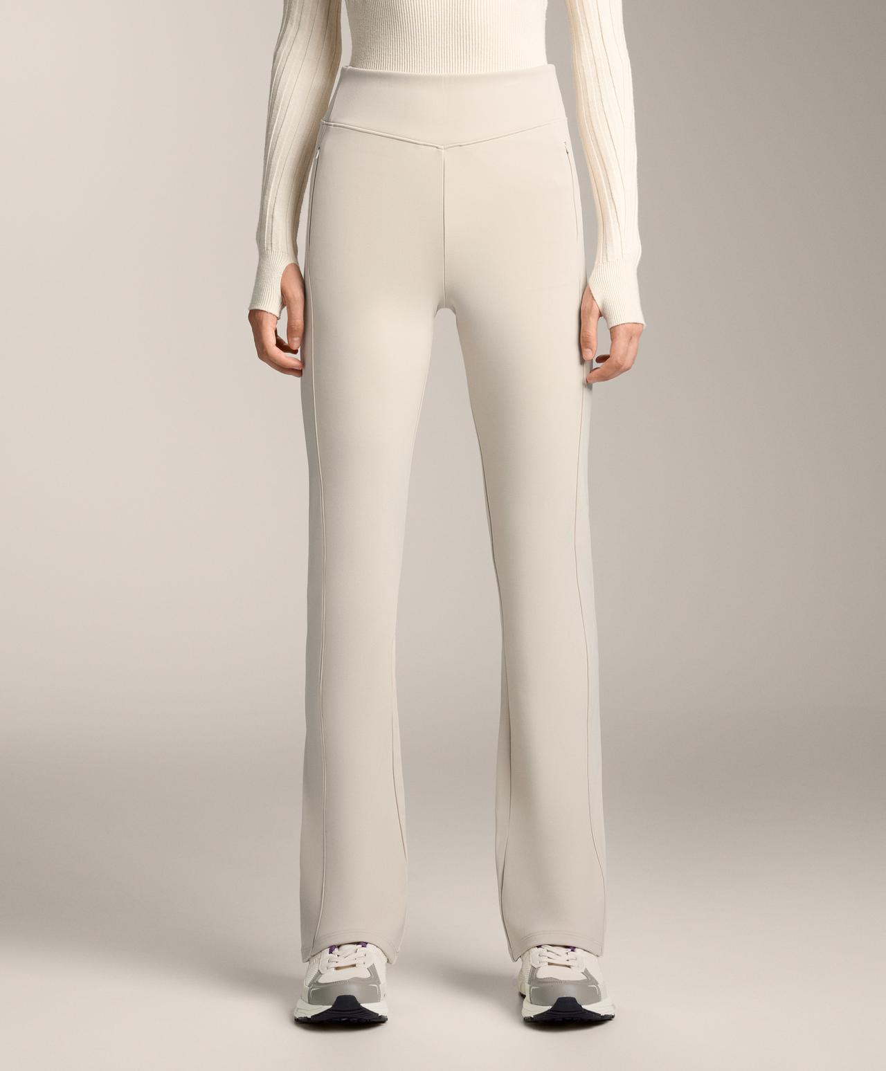 High rise Warm Flare trousers with zips — PALE MINK