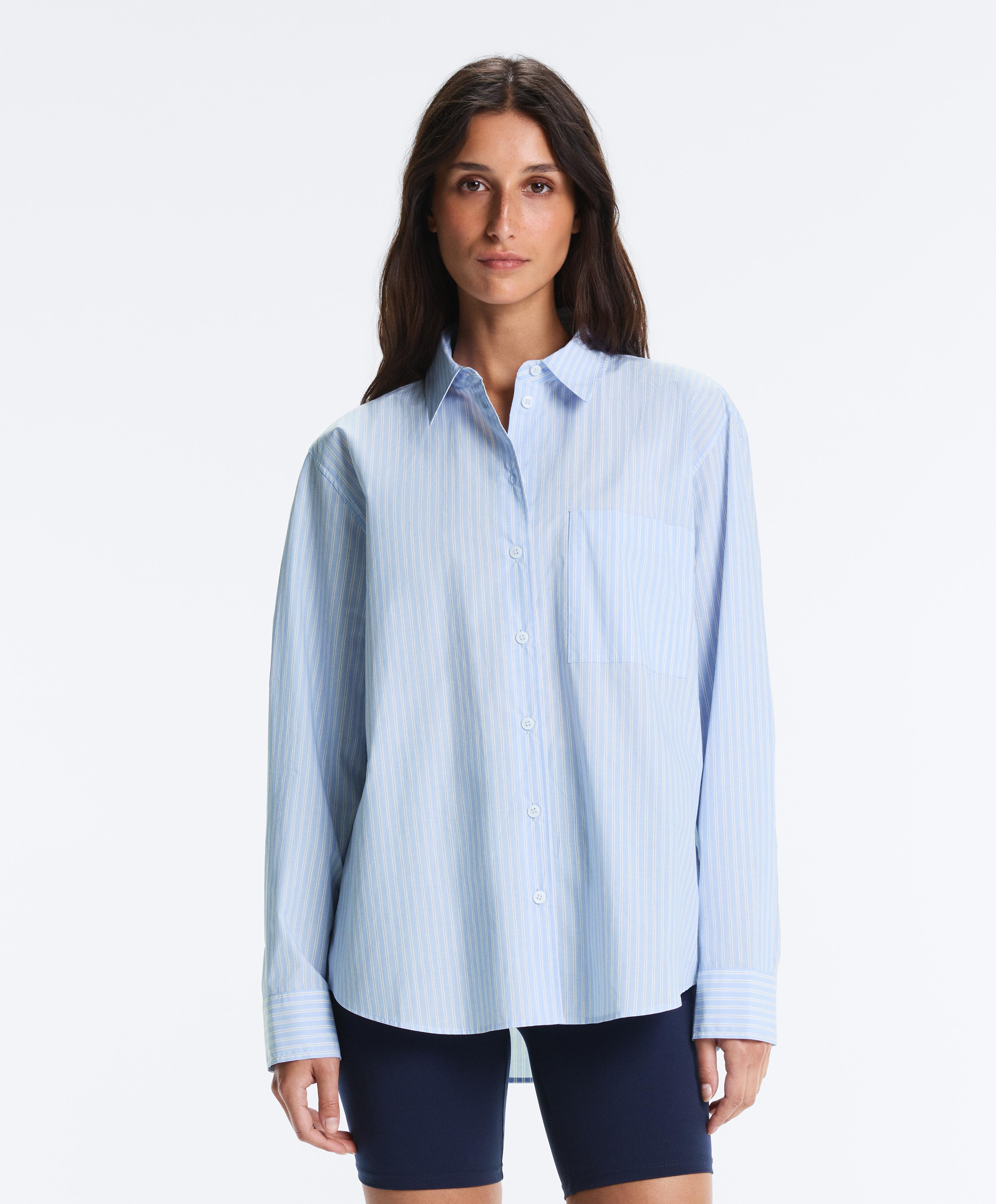 100% cotton long-sleeved shirt — PALE BLUE