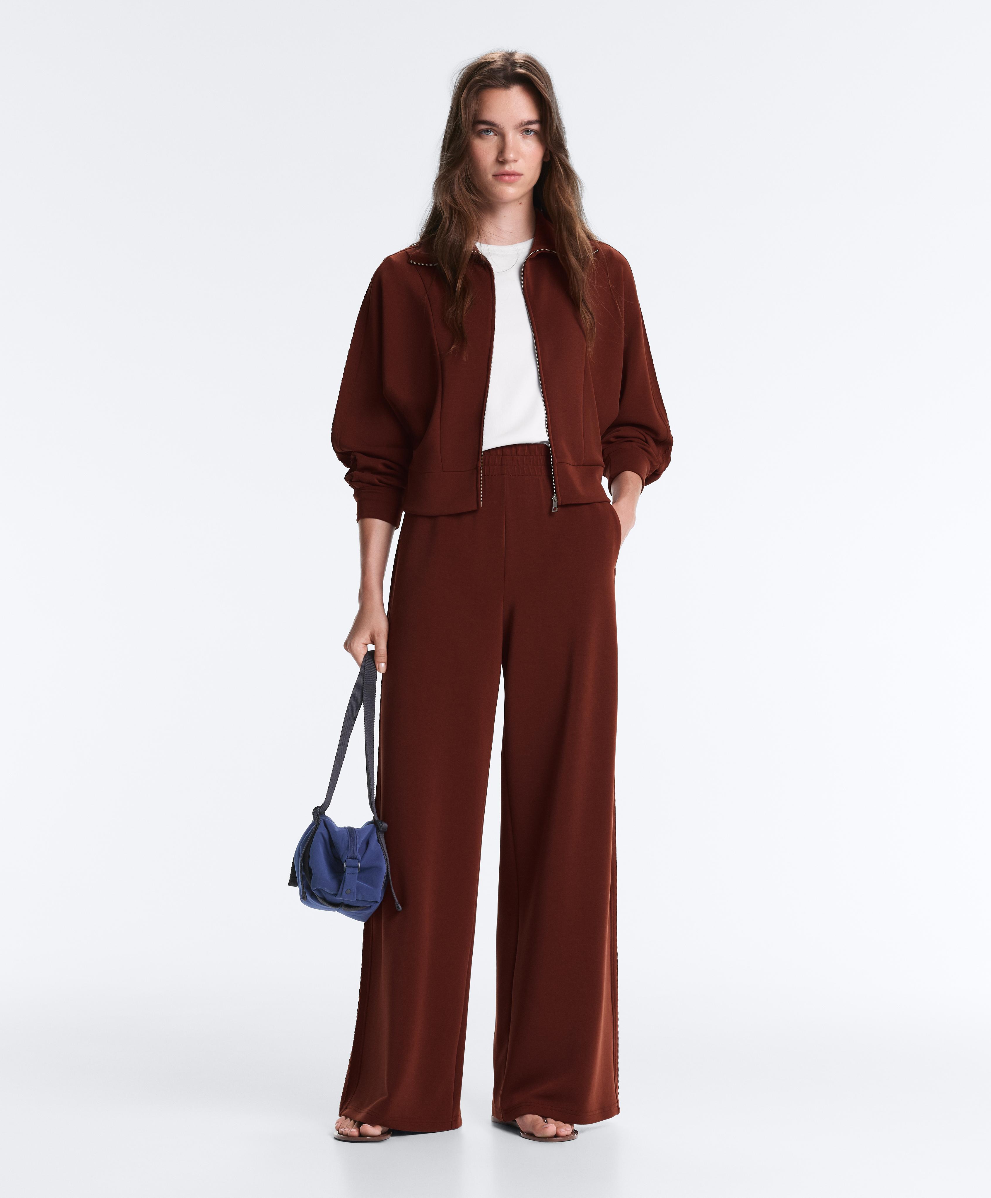 Soft-touch modal bomber jacket — TERRACOTTA