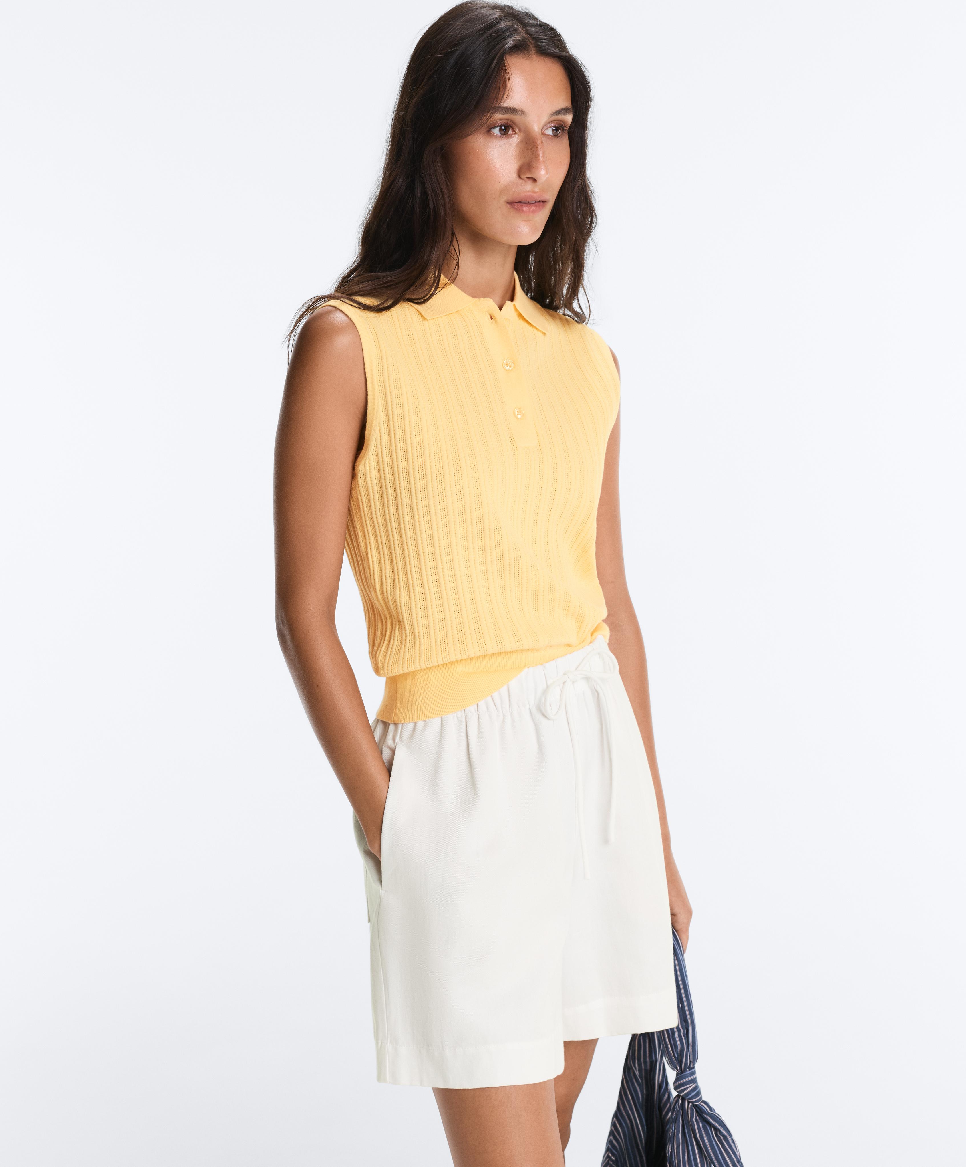 Sleeveless open knit jumper — MID-YELLOW