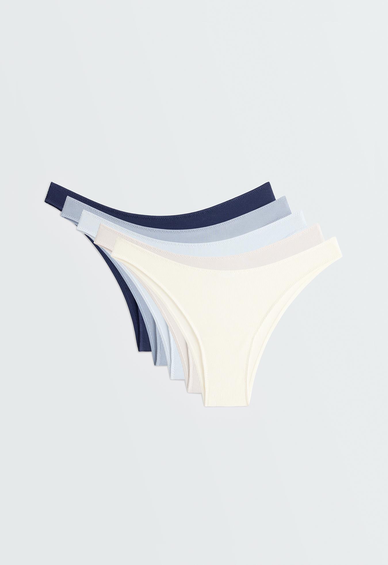 5 cotton rib U-cut Brazilian briefs — GREY-BLUE