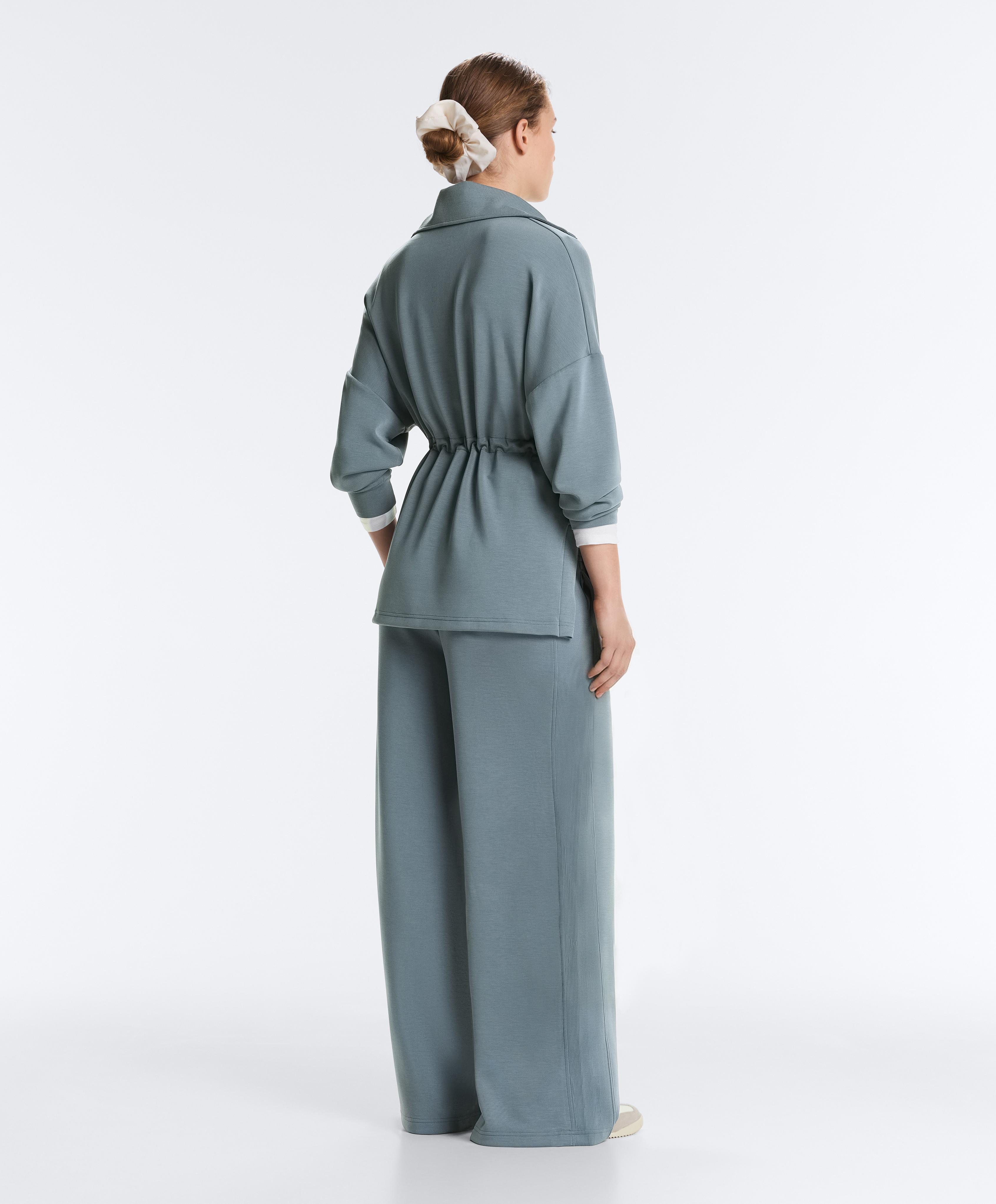 Half-zip sweatshirt with soft-touch modal — DARK GREY-BLUE
