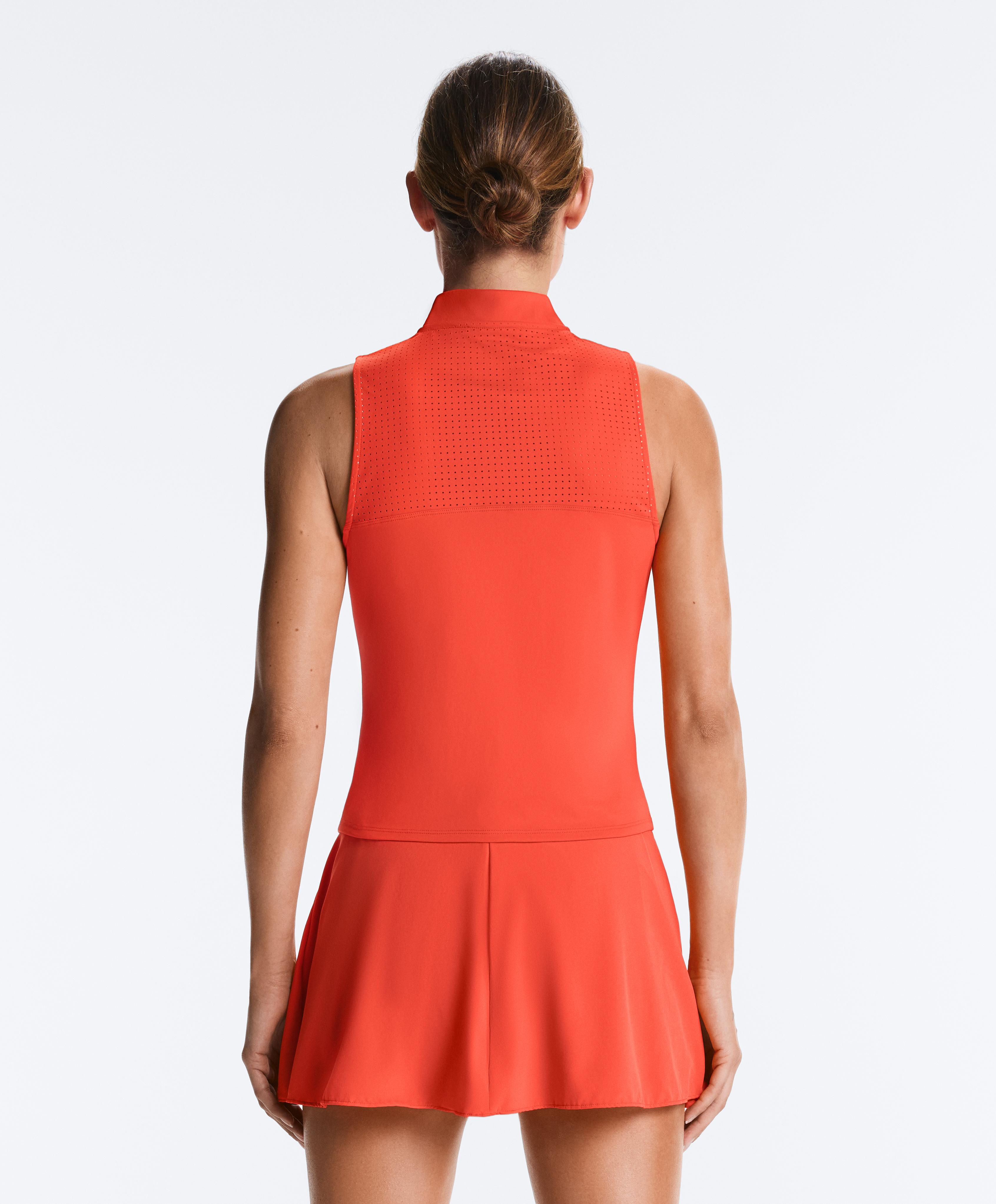 Technical half-zip sleeveless T-shirt — BRIGHT ORANGE