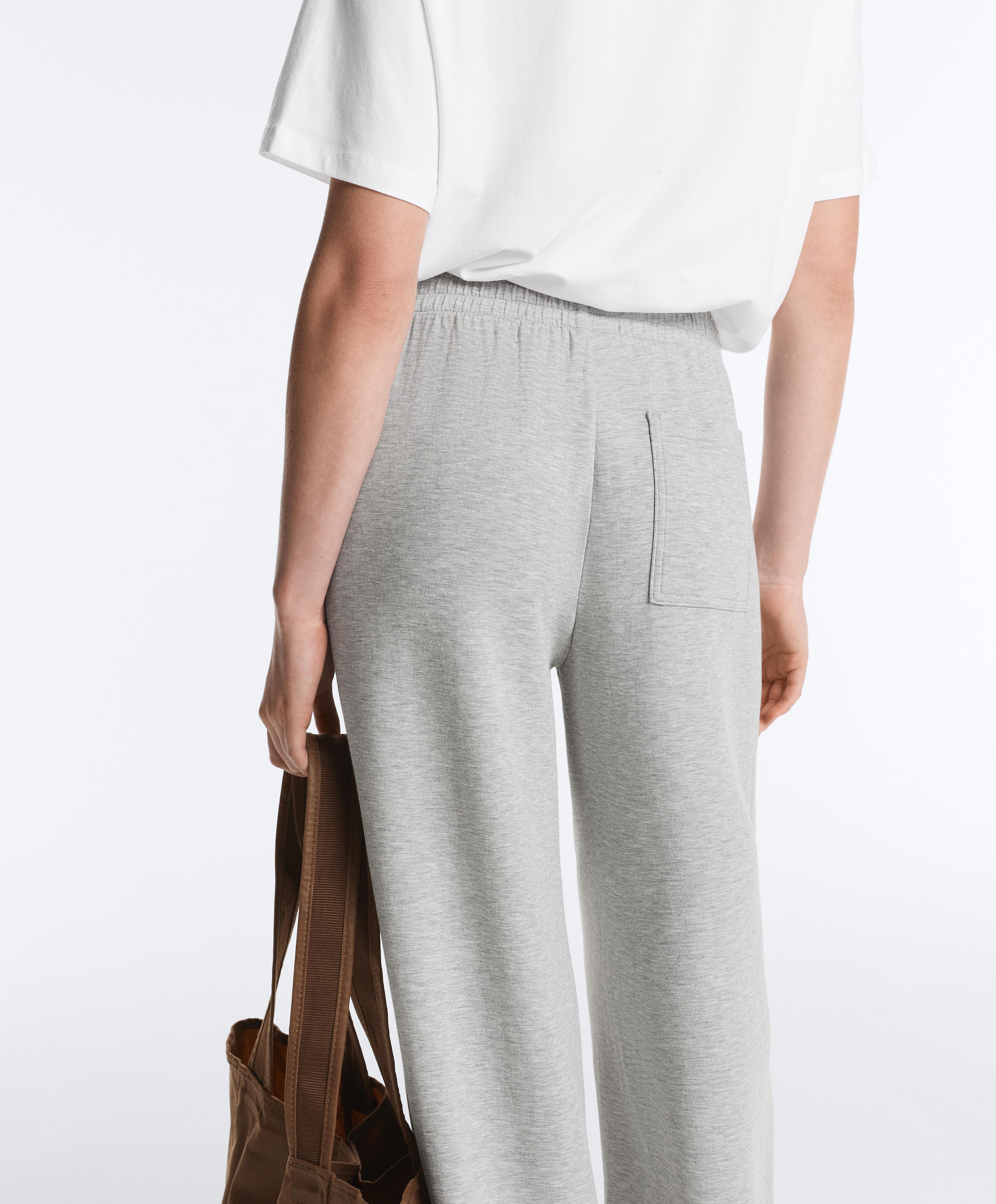 Rechte broek van gemêleerde piqué