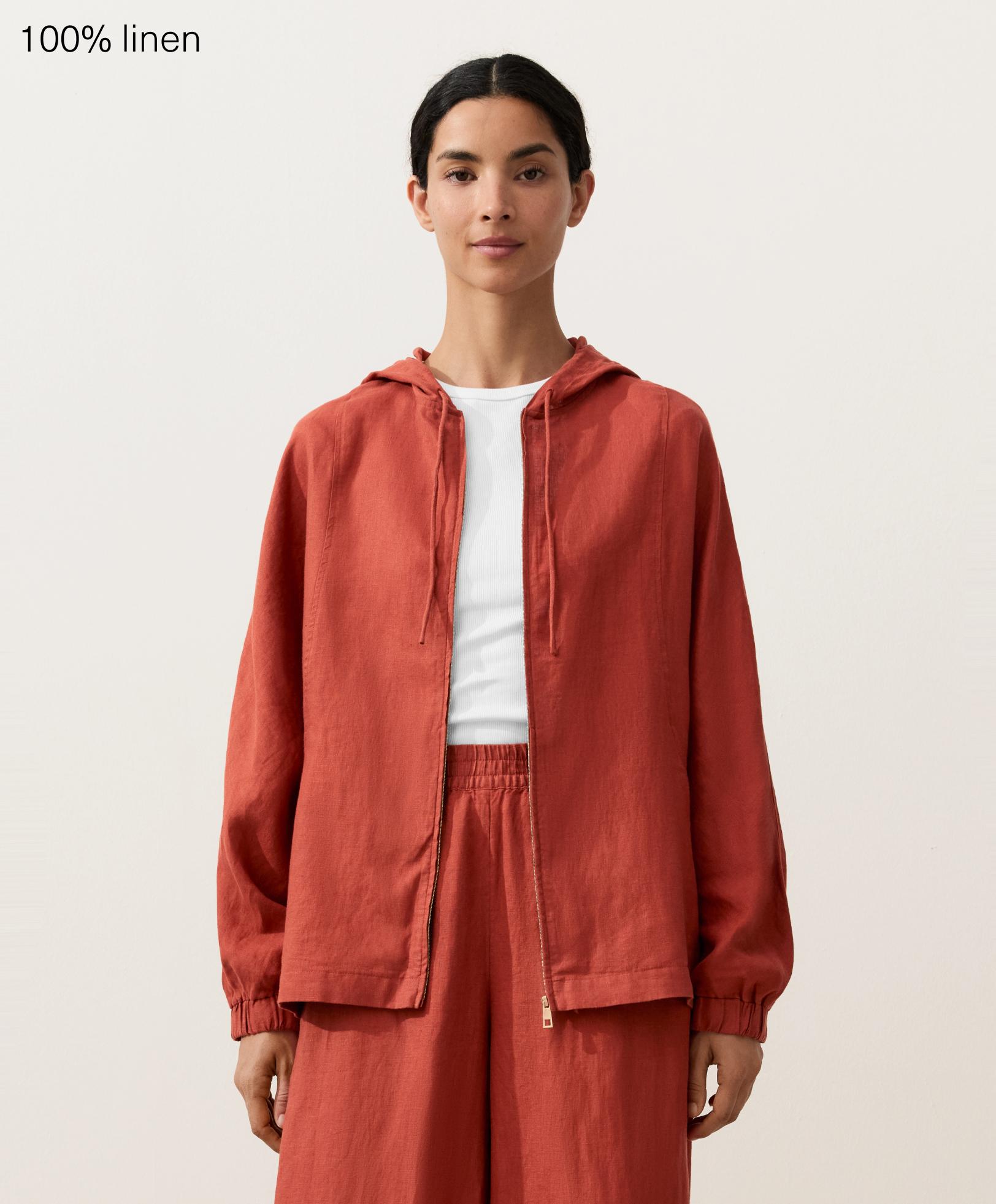 100% linen hooded jacket