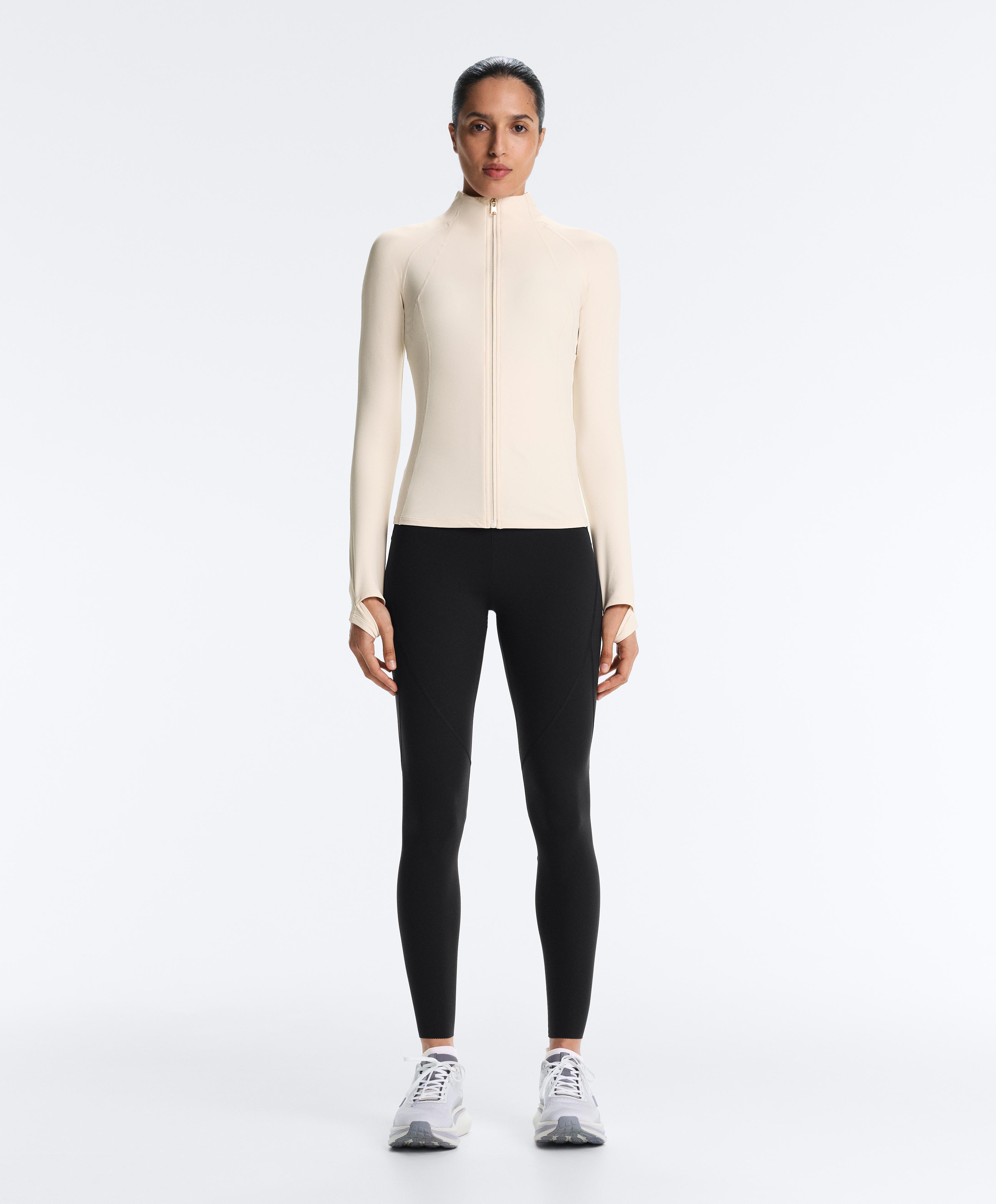 Light warm technical jacket with seams — PALE ECRU