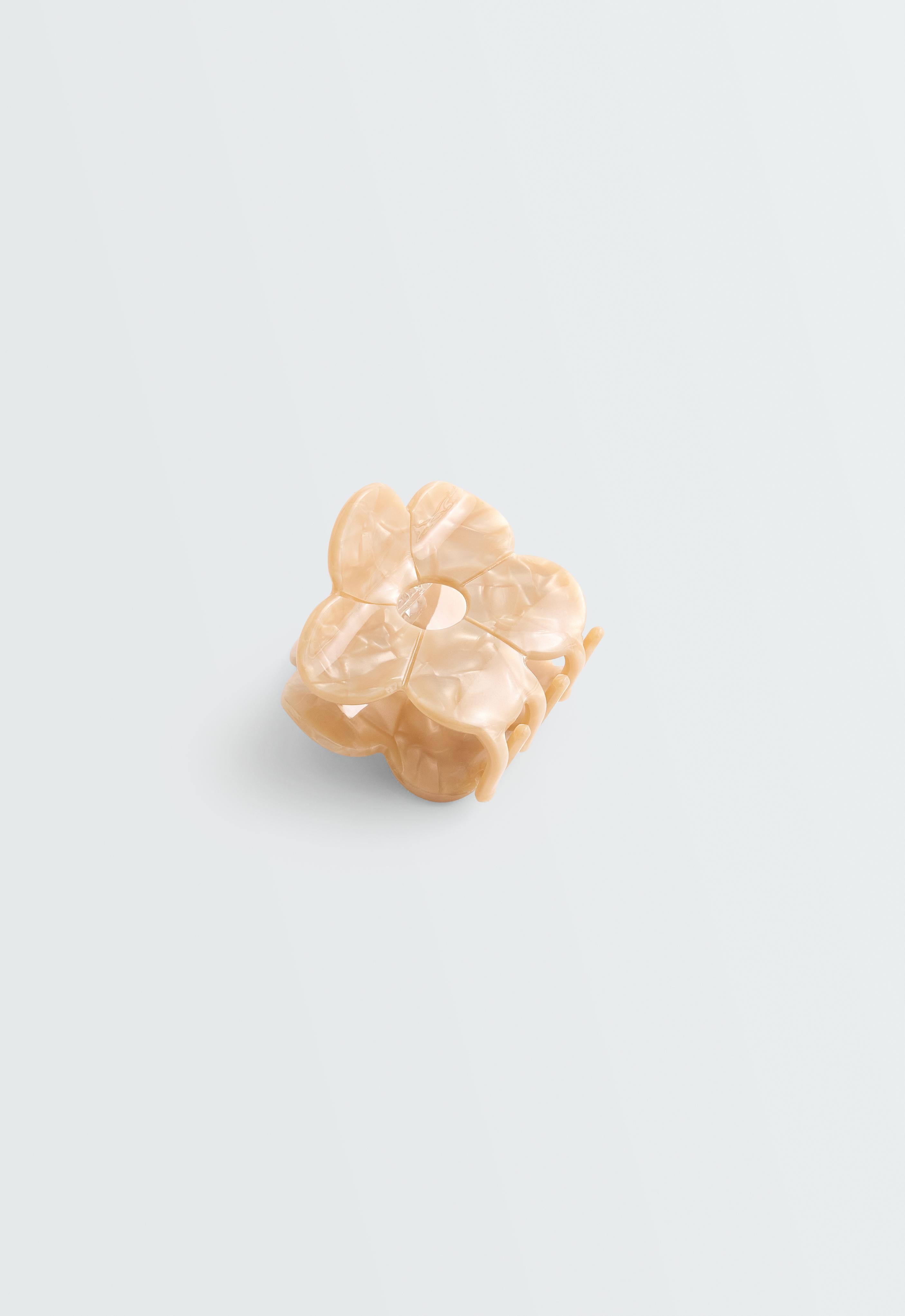 Small floral hair clip — BEIGE