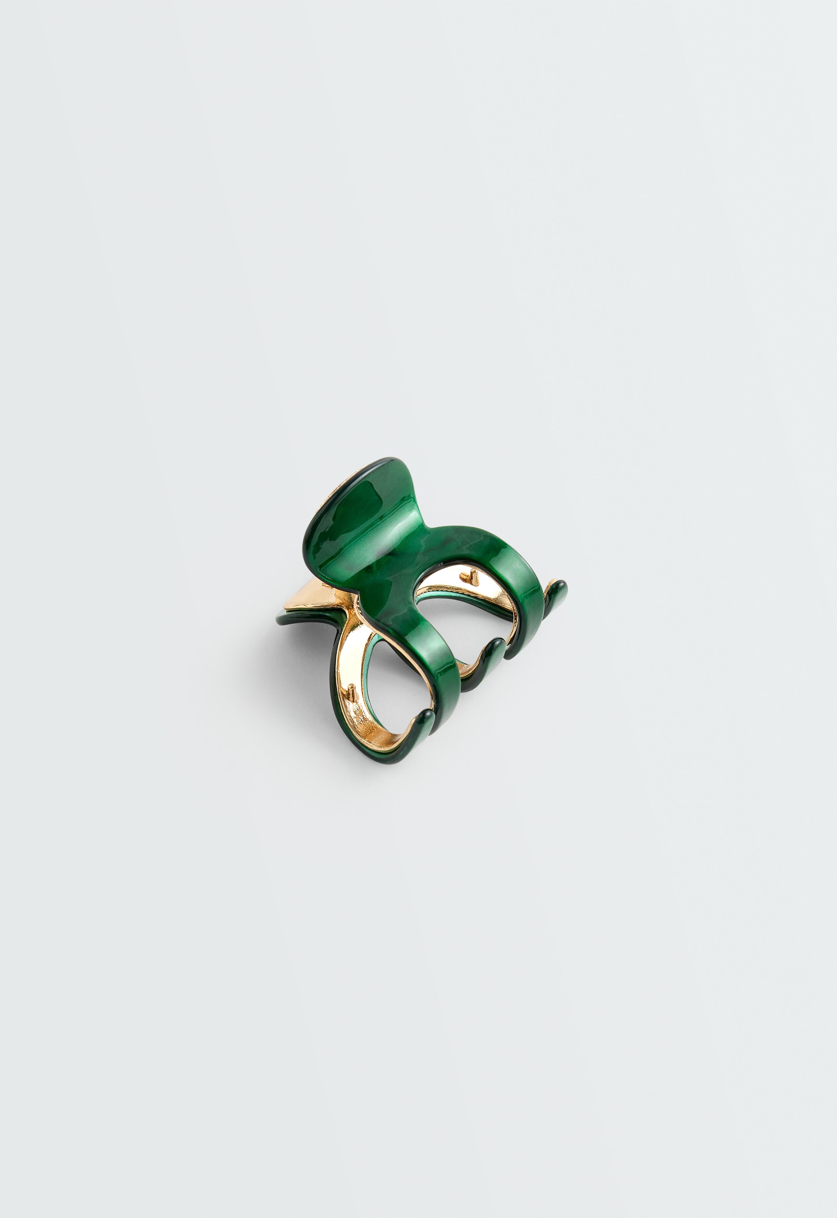 Medium metallic hair clip — DARK EMERALD
