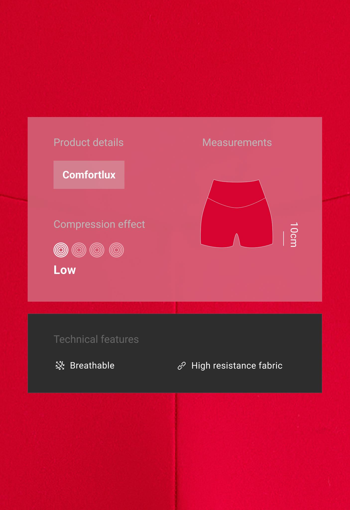 Comfortlux high-waisted 10cm hot pants — STRONG RED