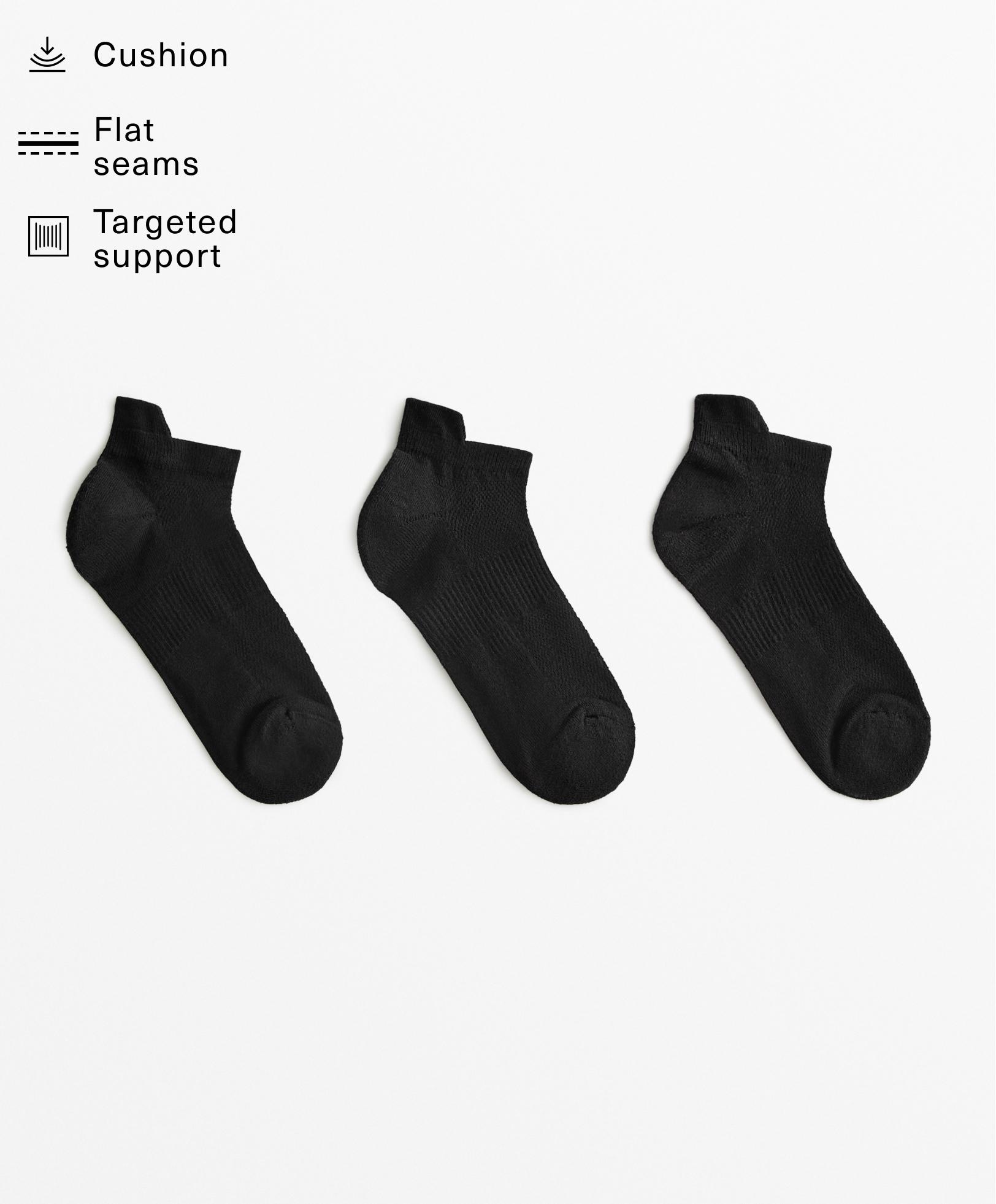 3 pairs of tab cotton blend sports sneaker socks