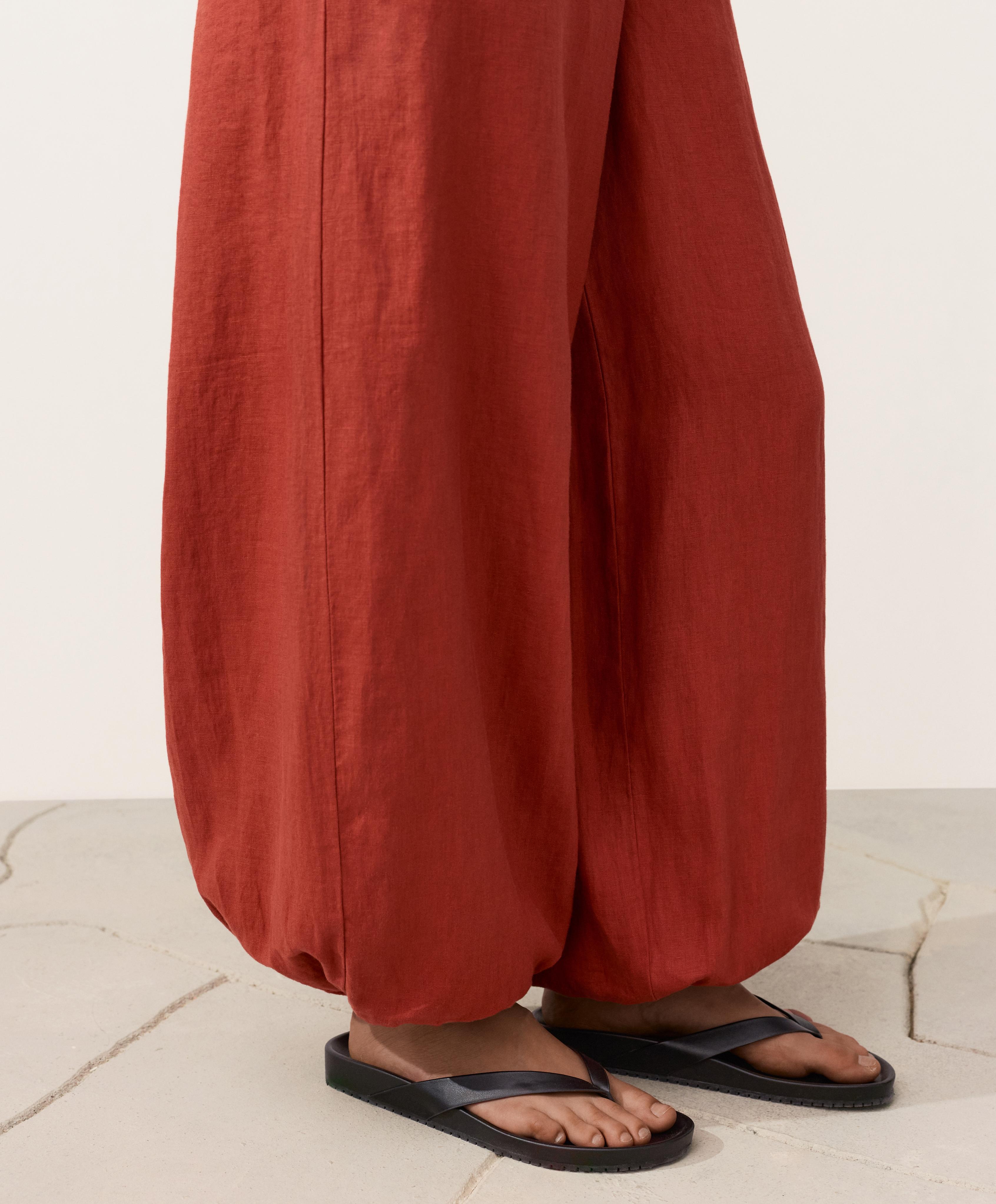100% linen bloomer trousers — TEA RED