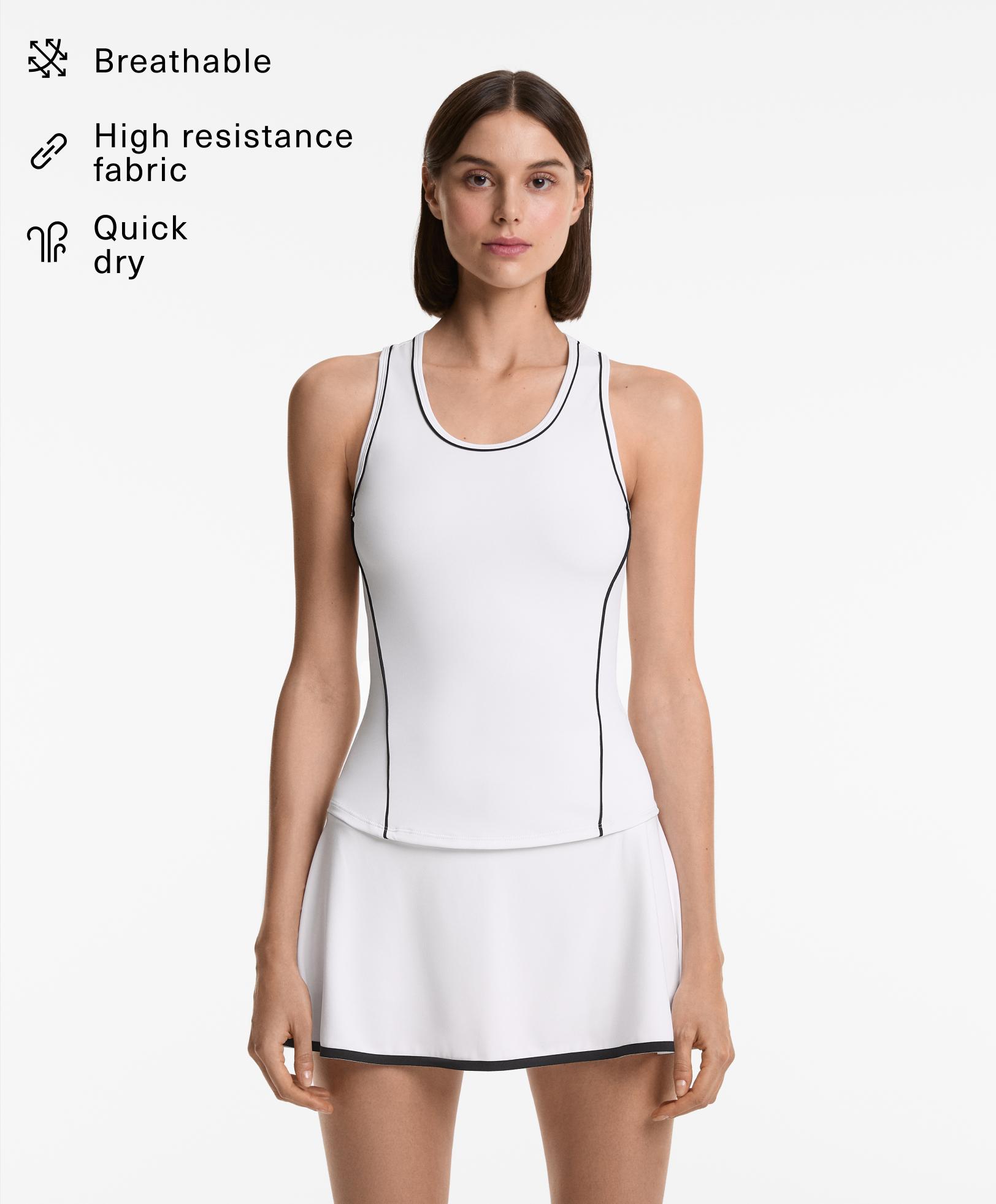 Piping detail sleeveless T-shirt Piping detail sleeveless T-shirt