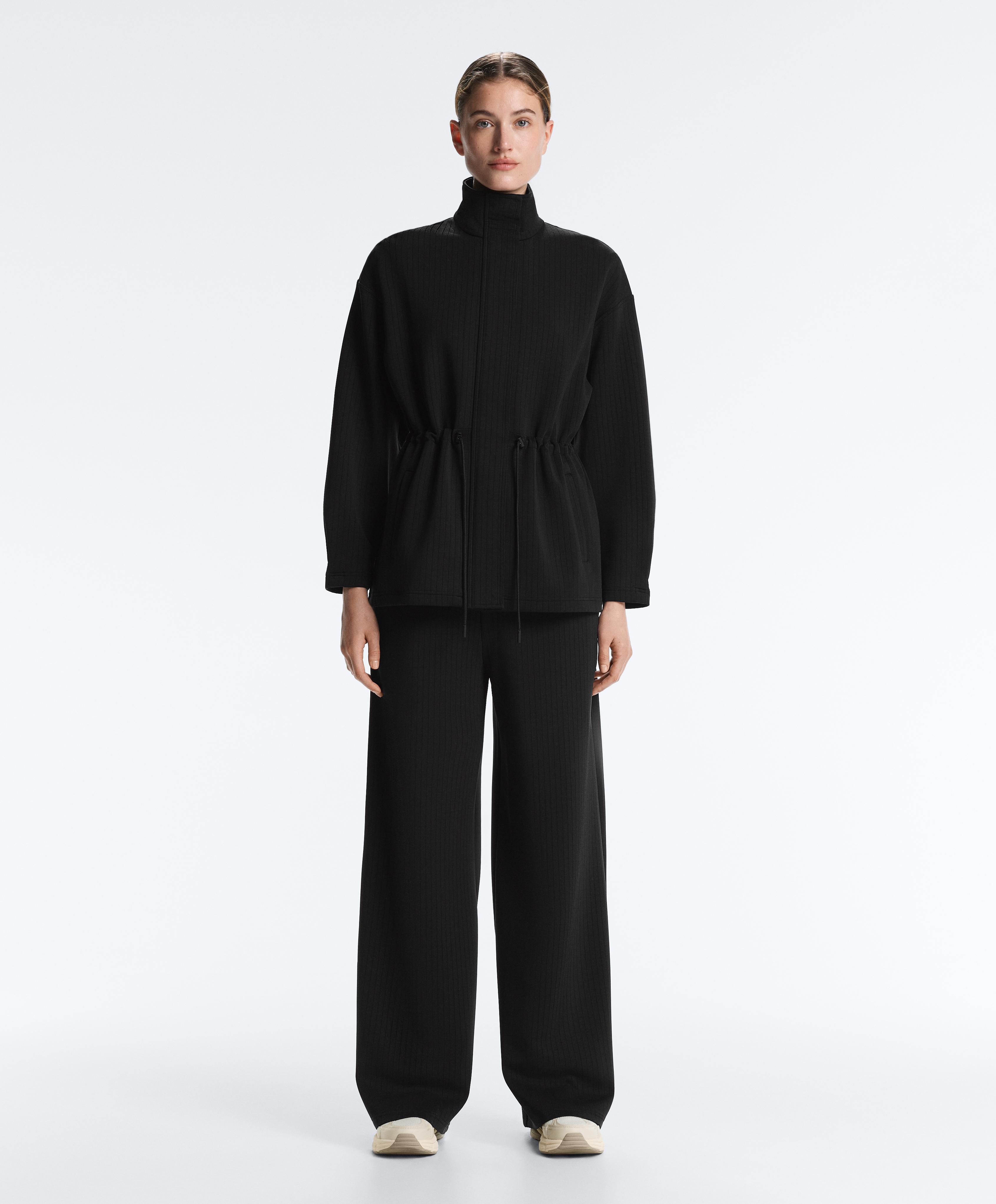 Long Utility jacket with soft-touch modal — BLACK