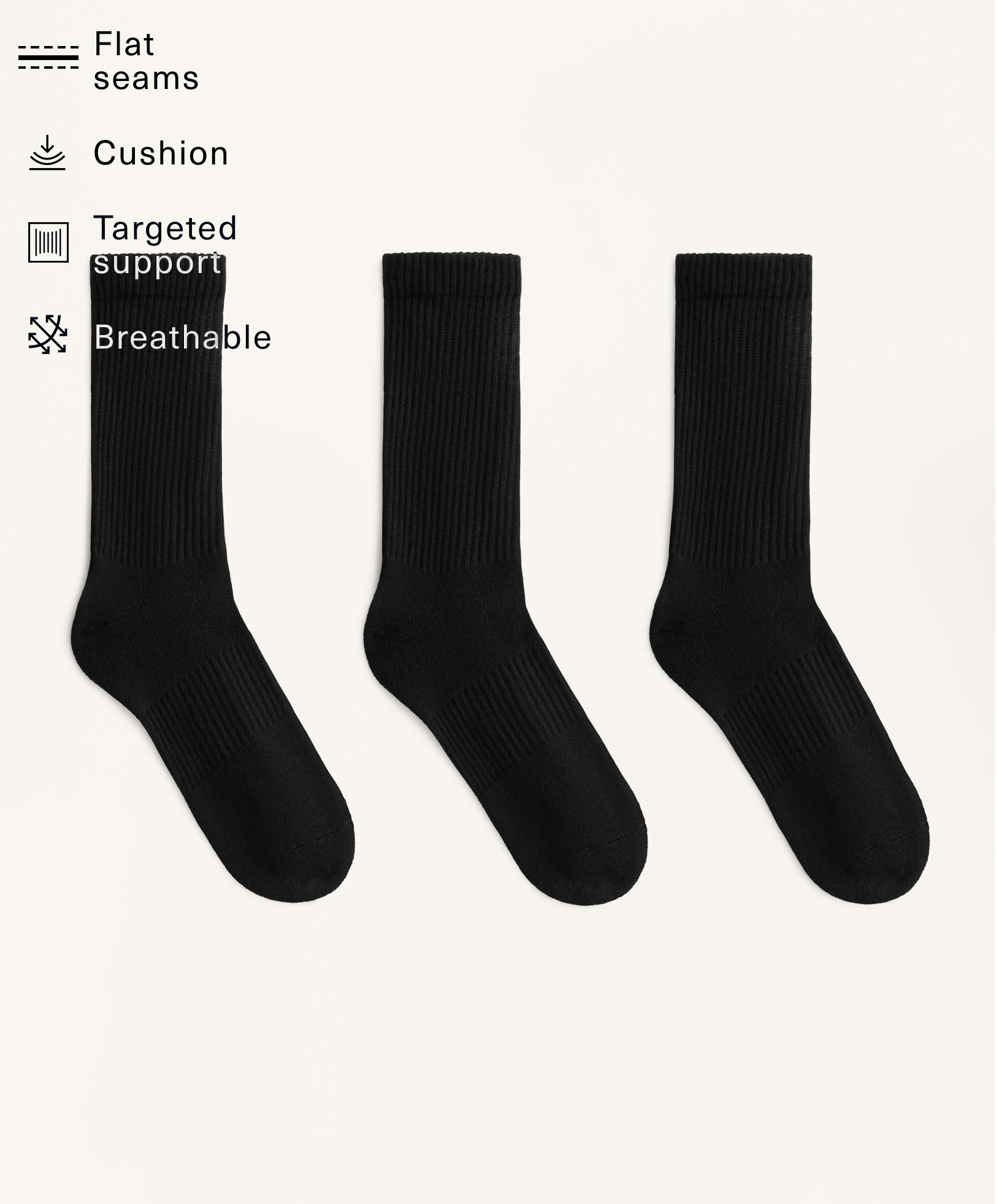 3 pairs of classic cotton blend sports socks