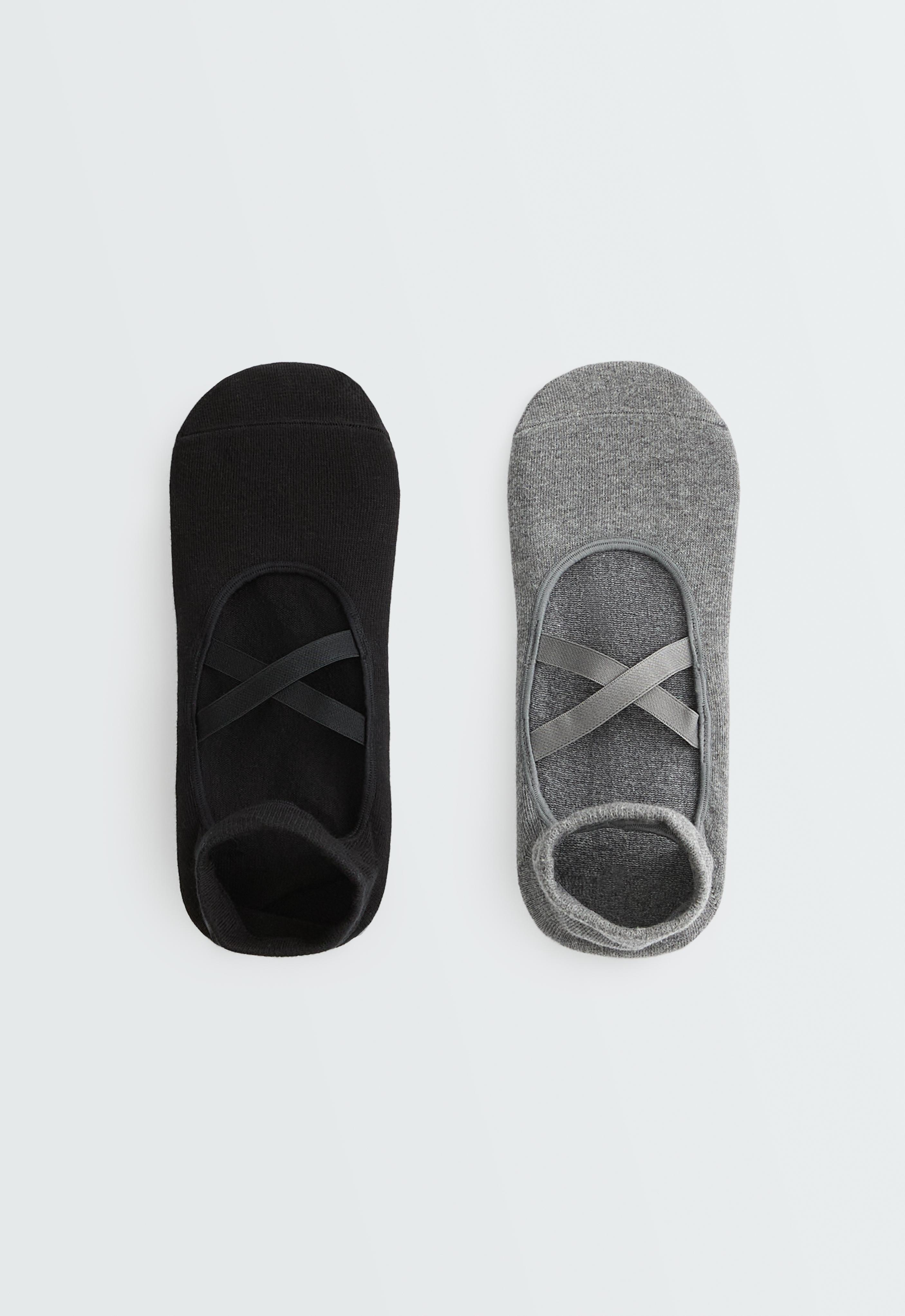2 pares de calcetines yoga y pilates mezcla algodón cintas cruzadas