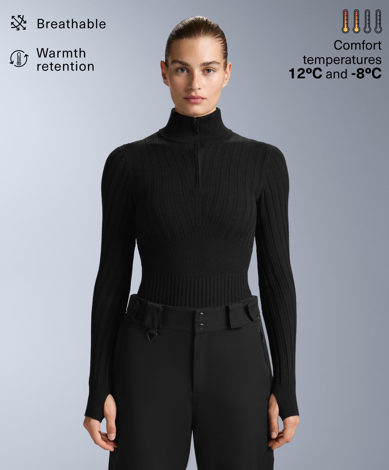 Thermal base layer rib knit T-shirt with peak - Sale