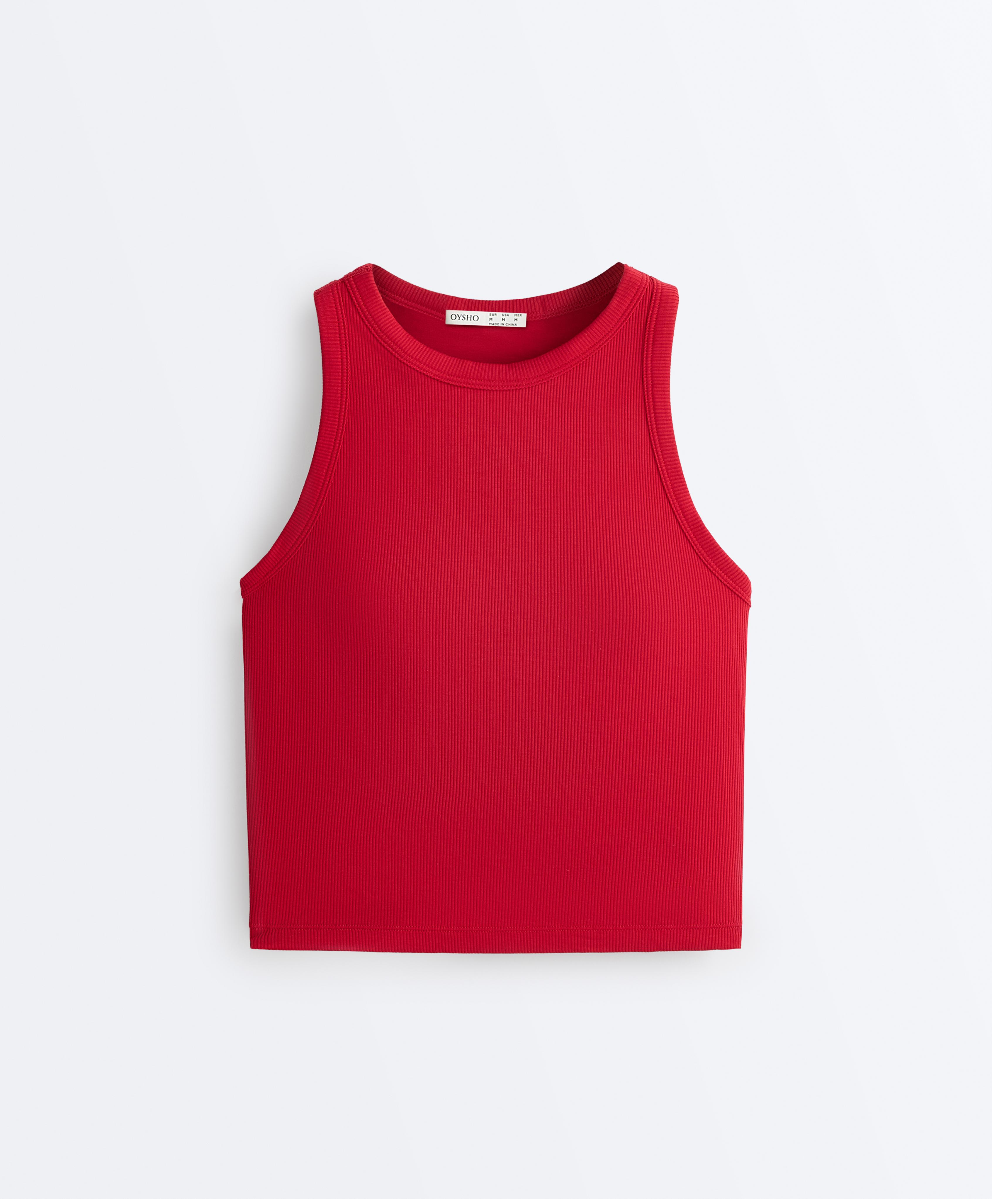 Rib modal blend long tank top — STRONG RED