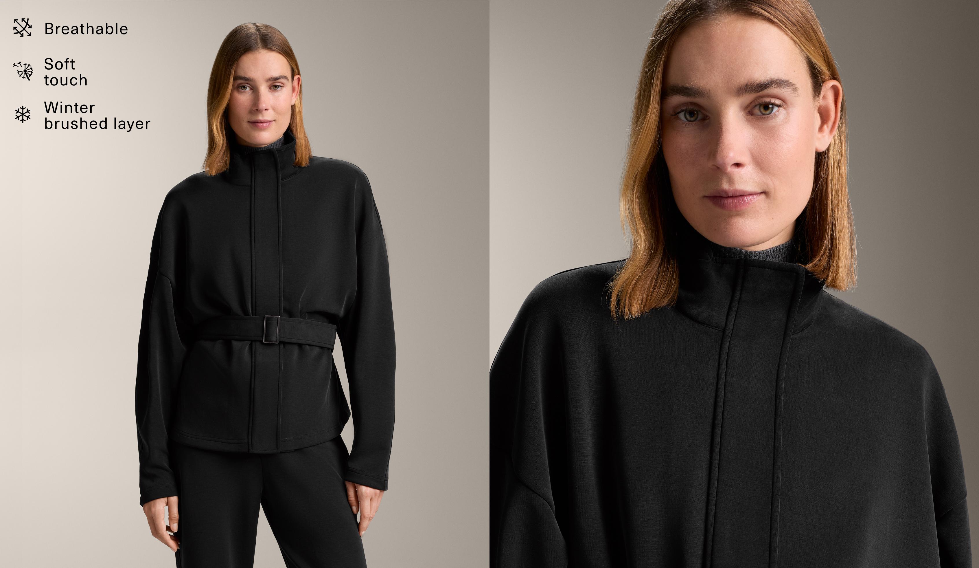 Veste longue ceinture avec modal brossé Veste longue ceinture avec modal brossé