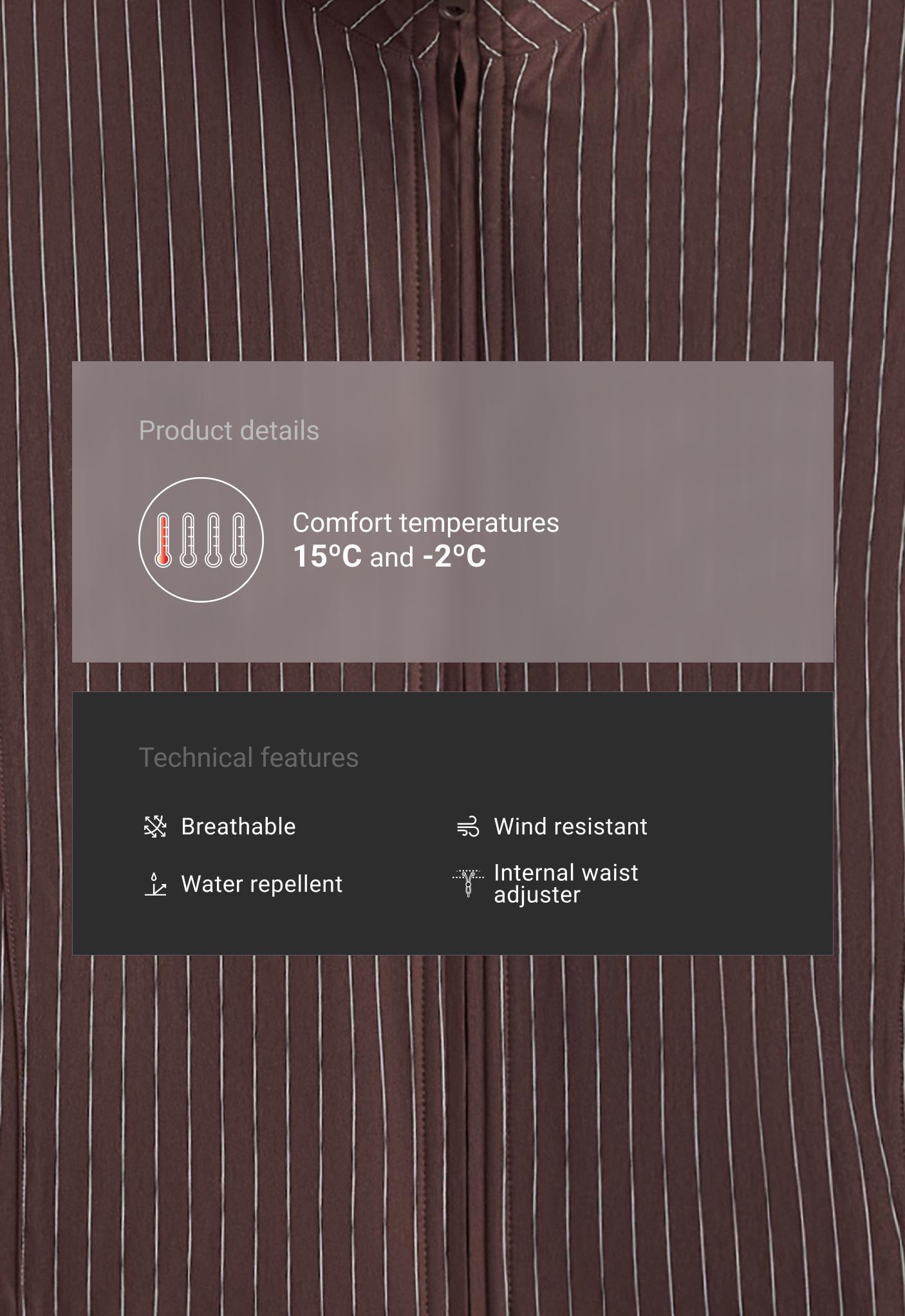 Pinstriped water-repellent technical jacket — CHOCOLATE