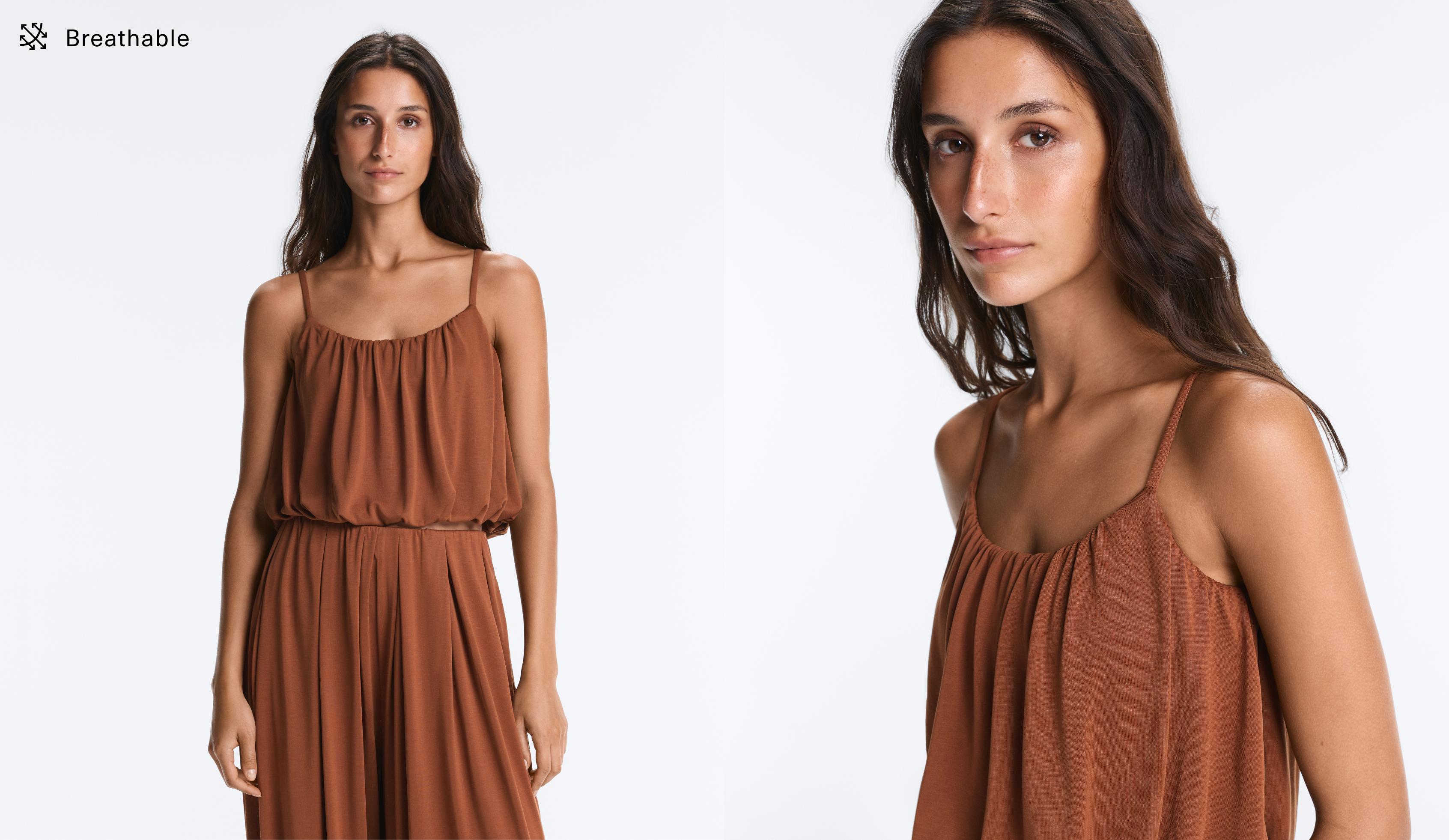 Modal blend strappy top — TERRACOTTA
