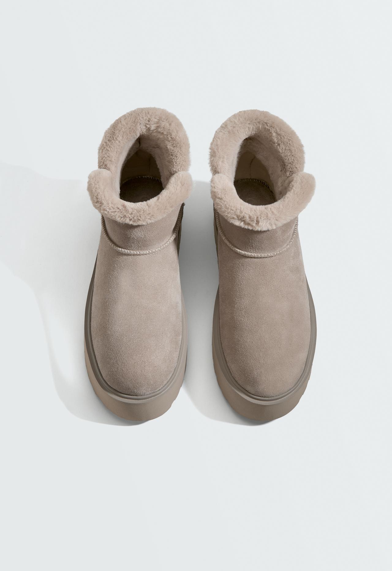 Leather platform boots — MINK