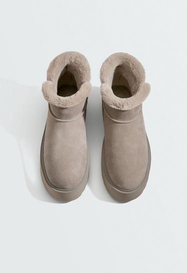 Leather platform boots — MINK 3