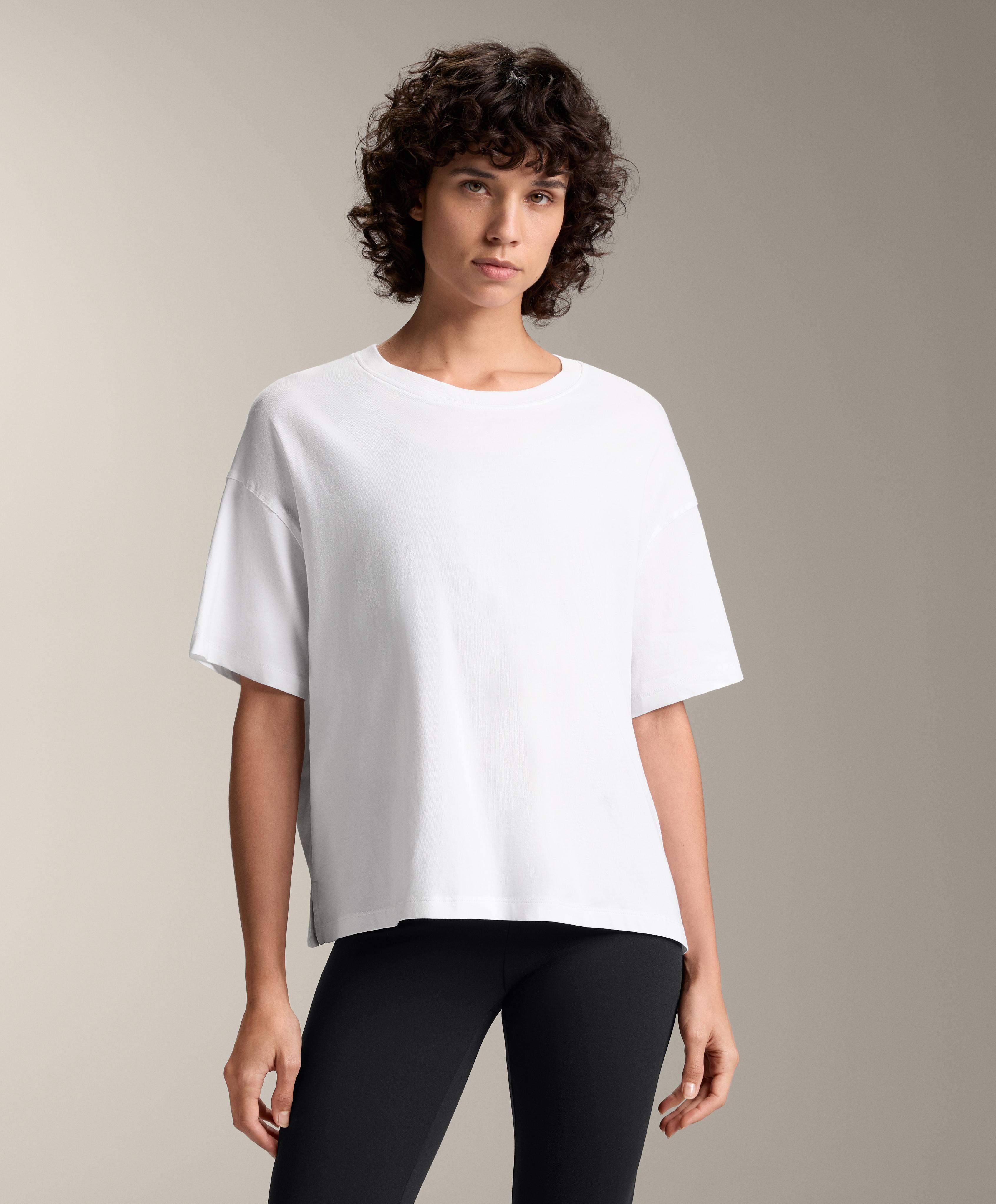Boxy short-sleeved cotton blend T-shirt
