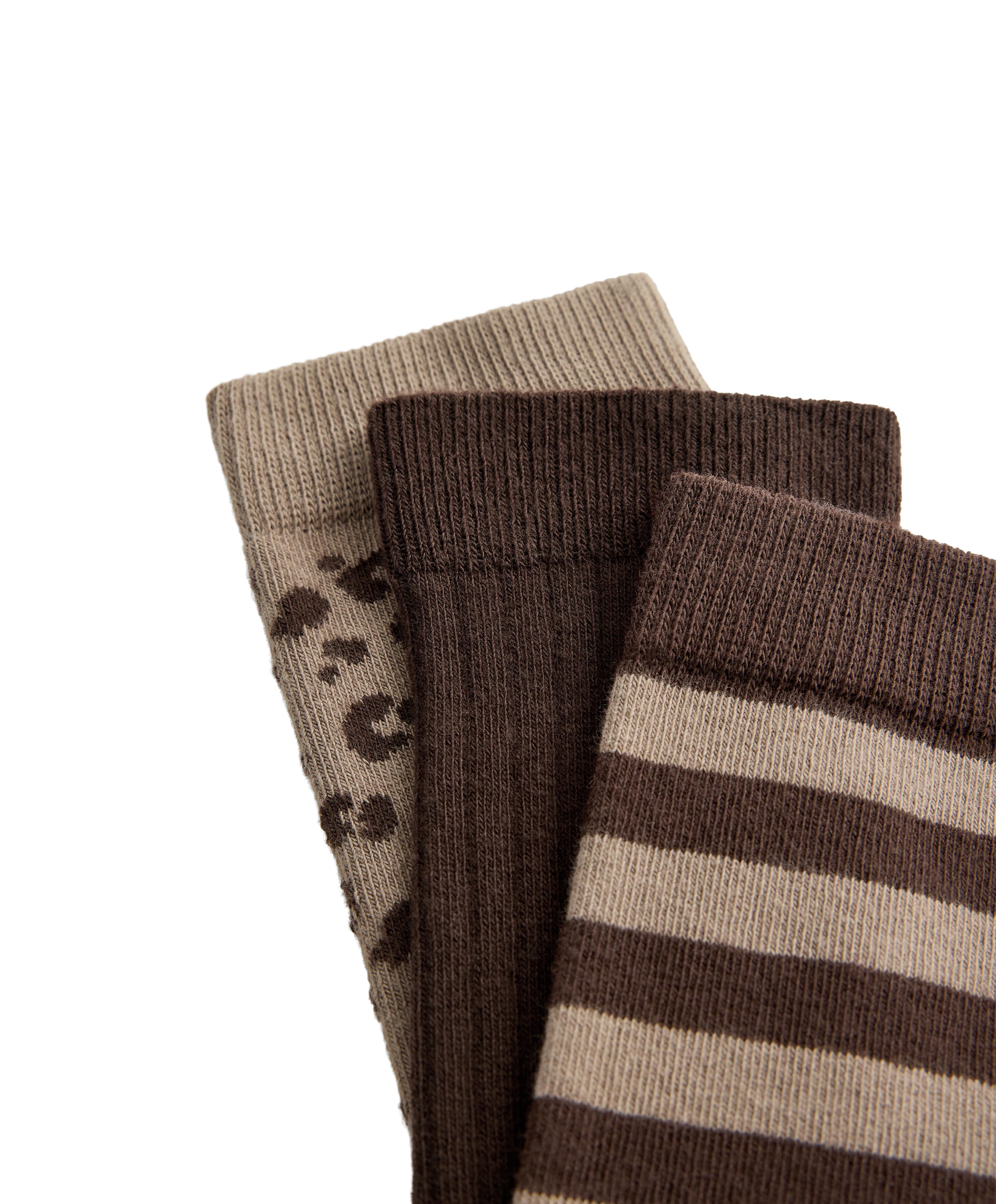3 pairs of cotton blend classic socks — TAN MELANGE