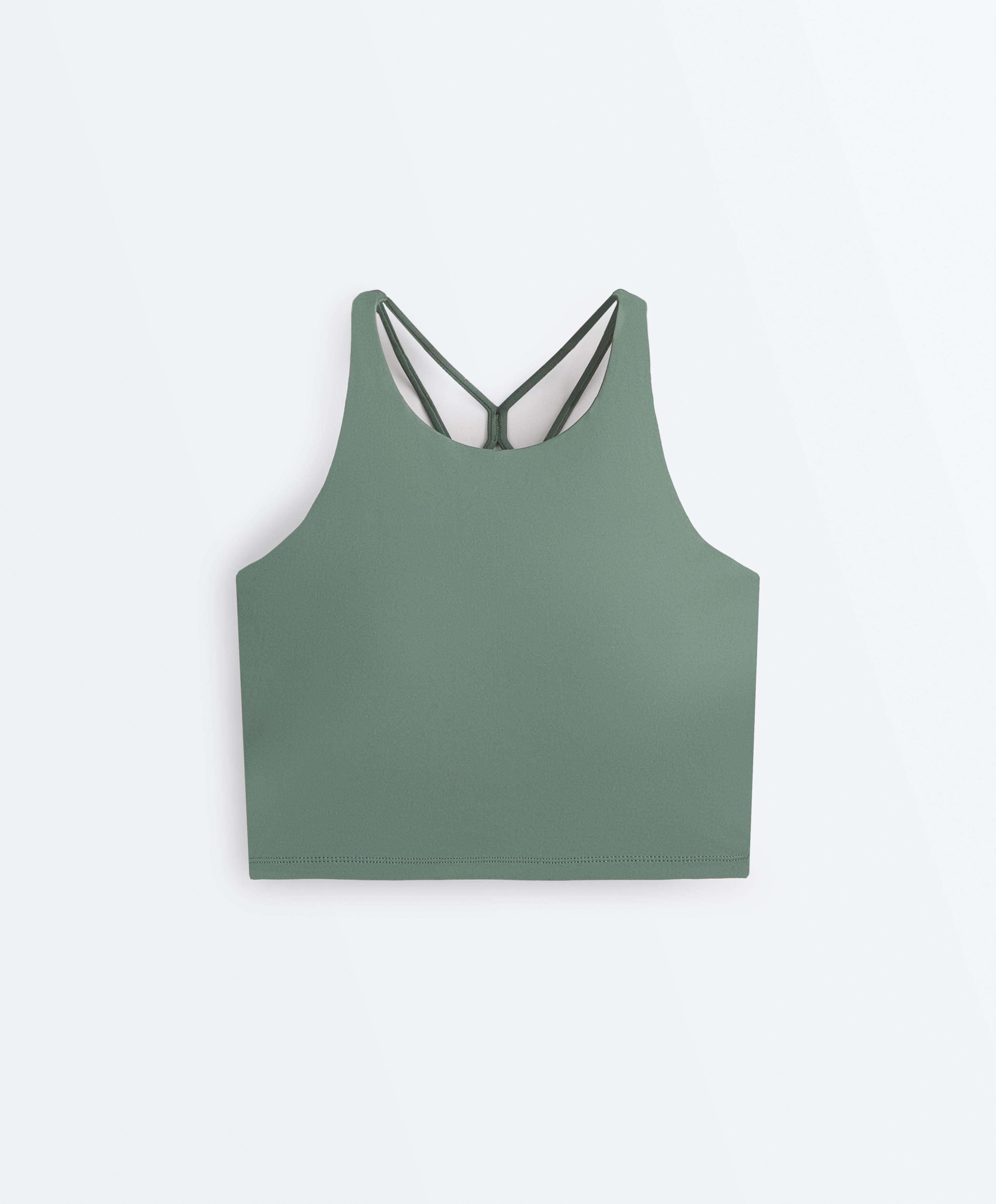 Comfortlux strappy tank top with cups — DARK GREEN