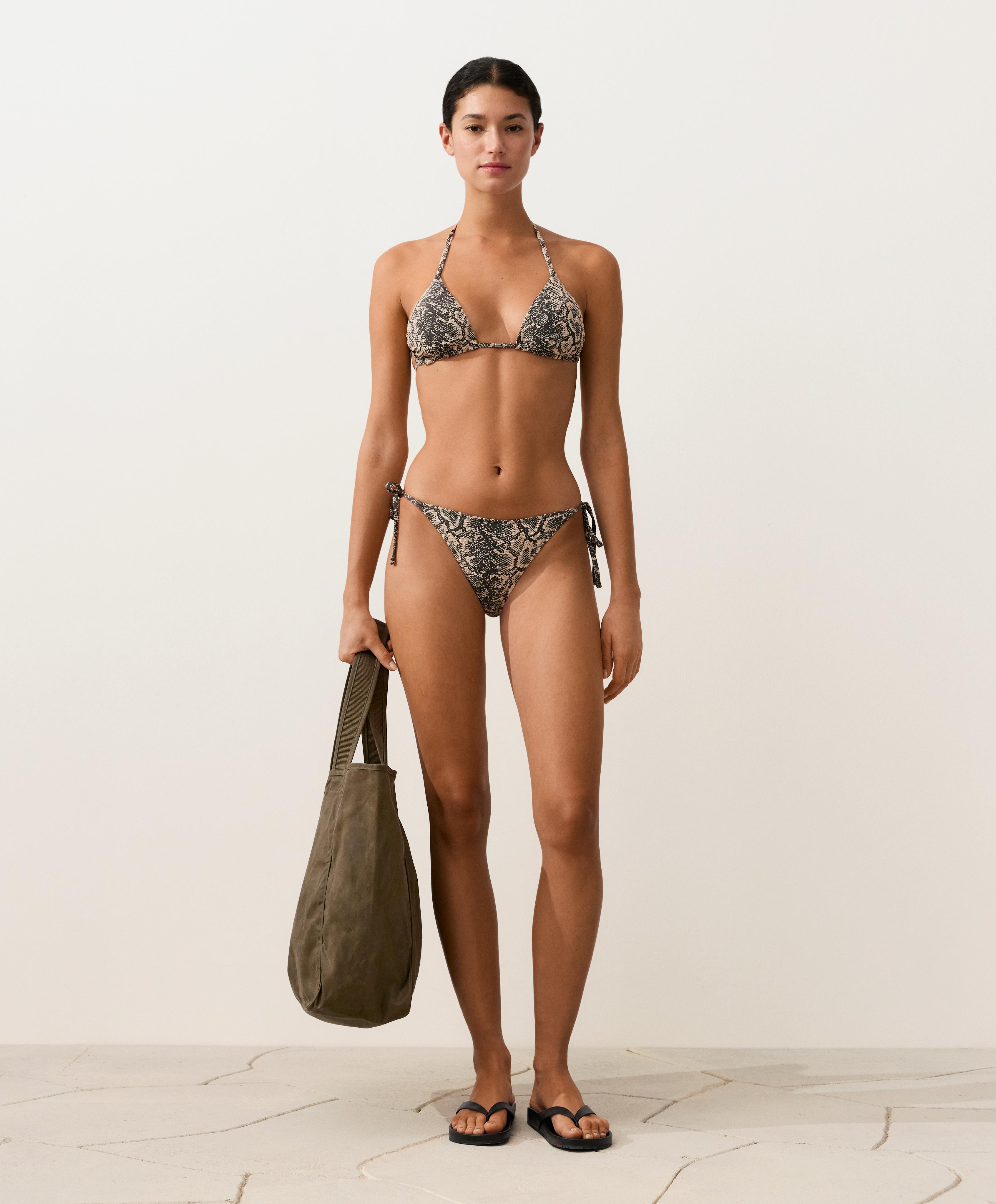 Snake print triangle bikini top