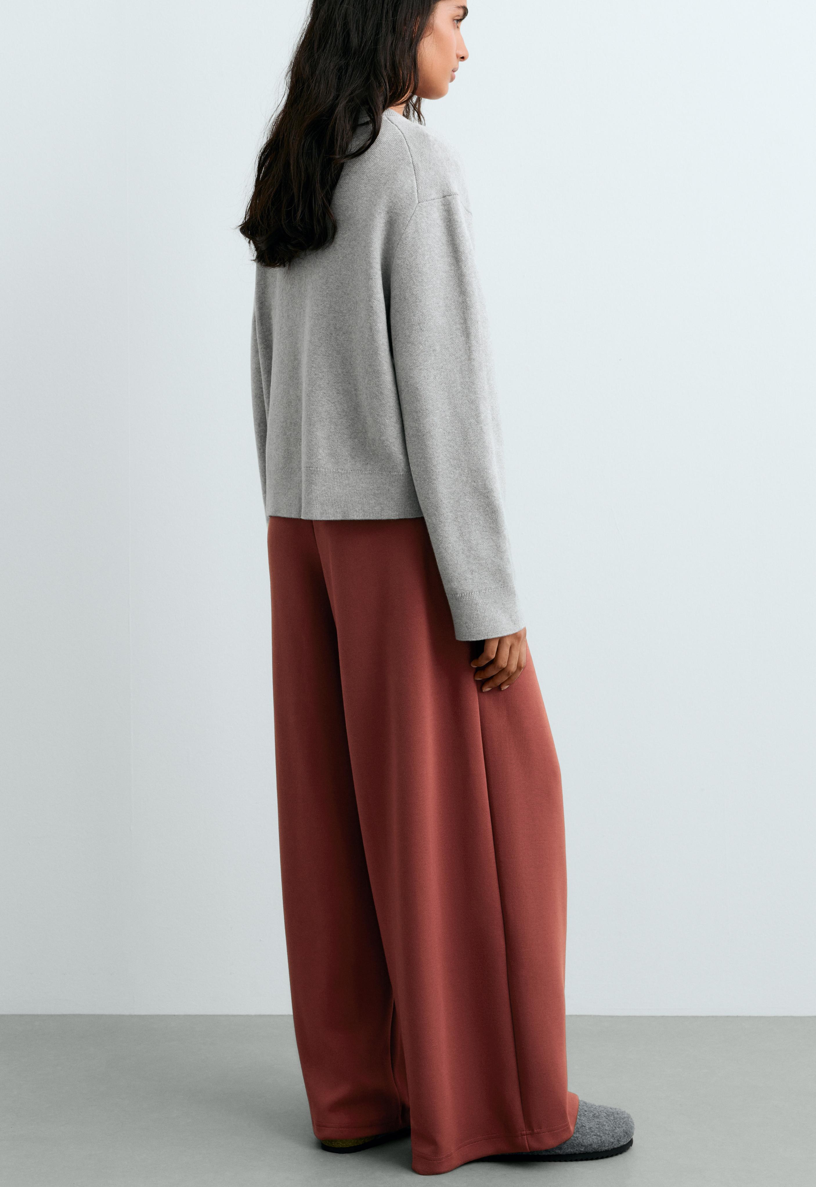 Pleated wide-leg trousers — DARK BRICK