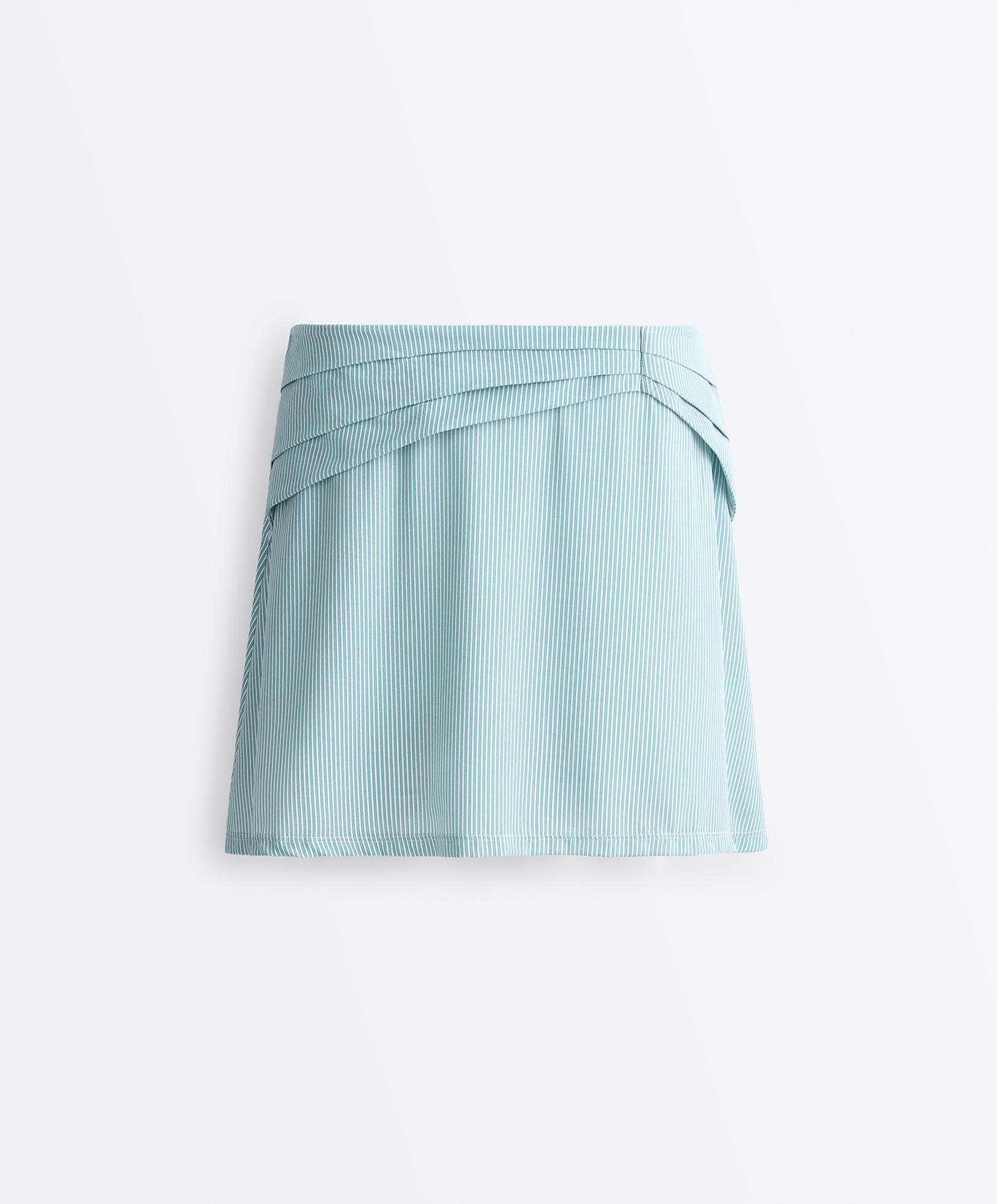 High-waisted striped gathered skirt — PALE ECRU