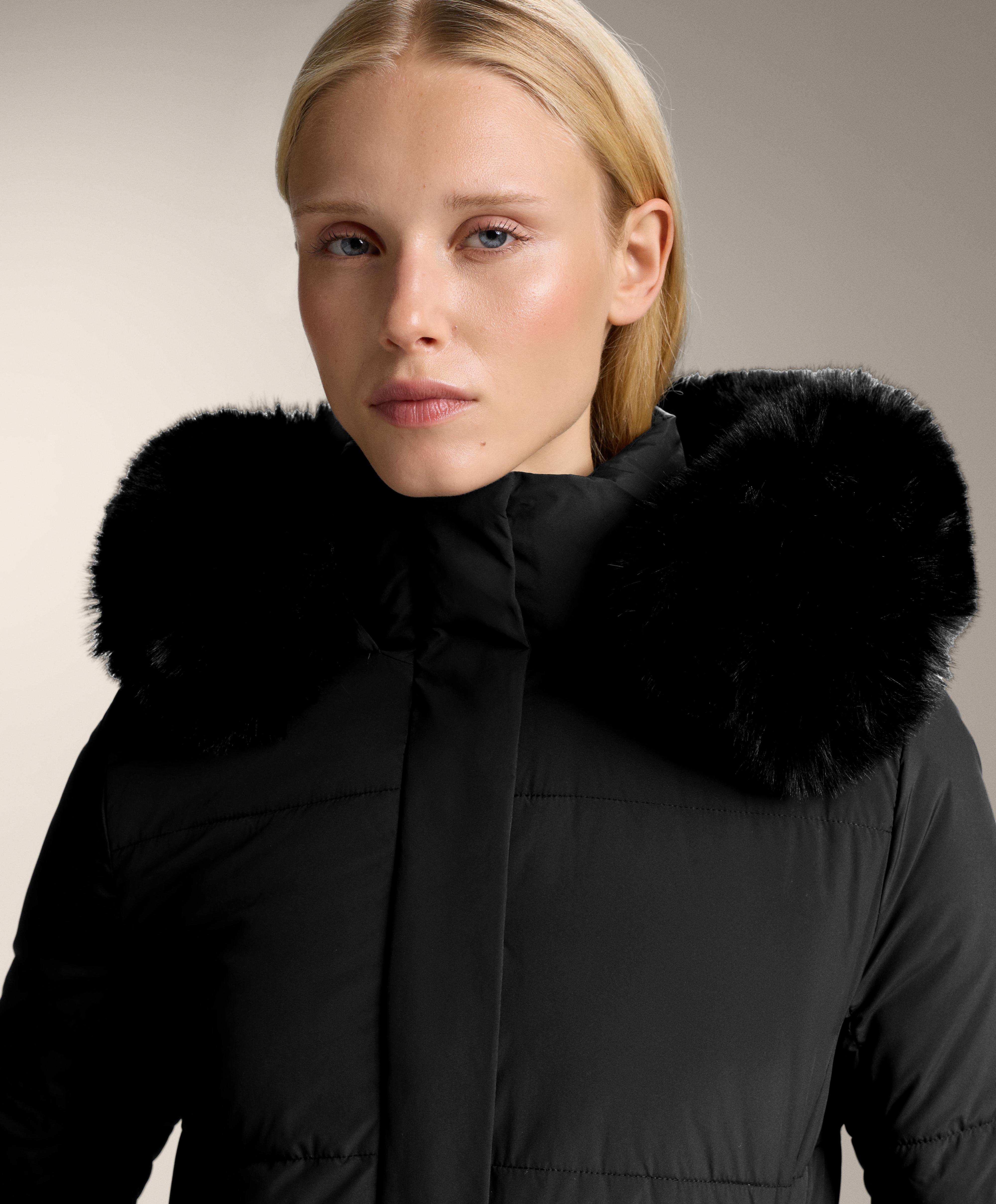 Water-repellent Primaloft® padded midi jacket — BLACK
