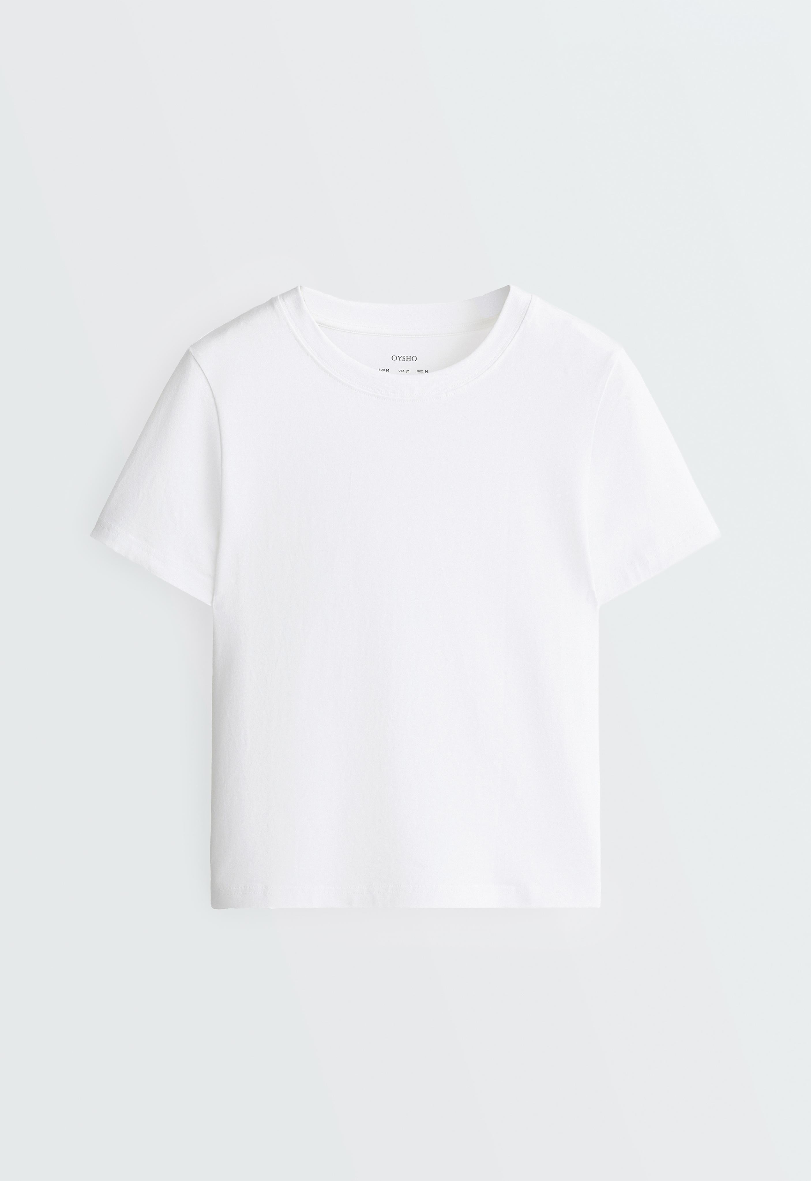 Regular cotton blend short-sleeve T-shirt — WHITE 
